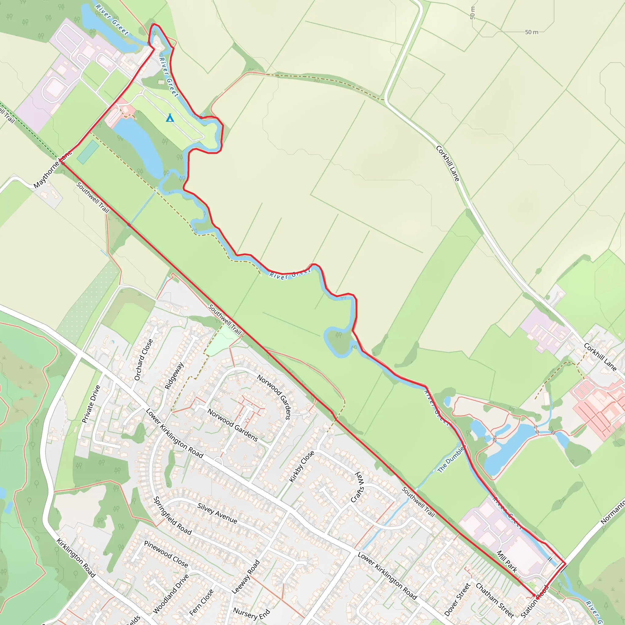Robin Hood Way and Southwell Trail mobile static map
