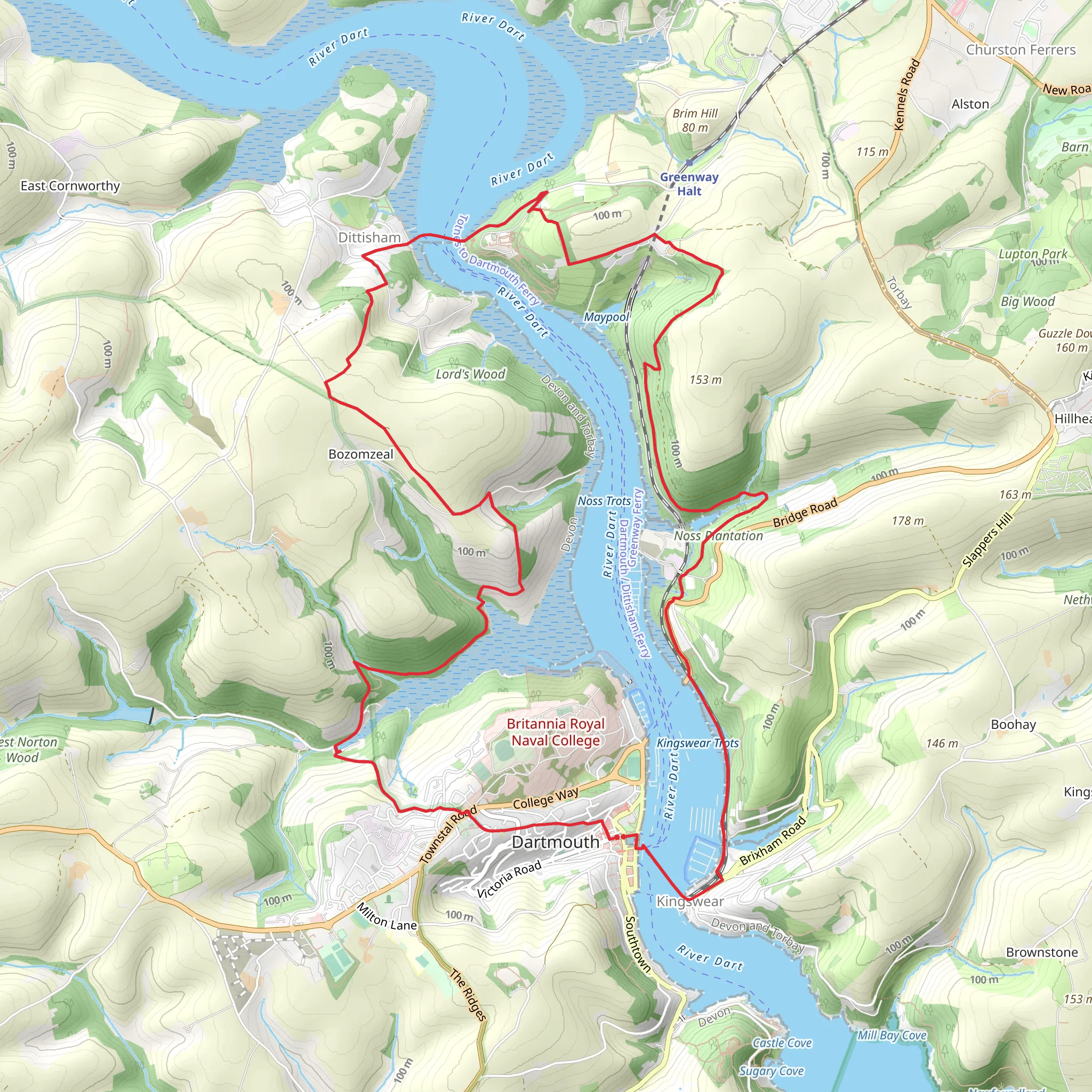 Dartmouth Greenway Round Walk mobile static map