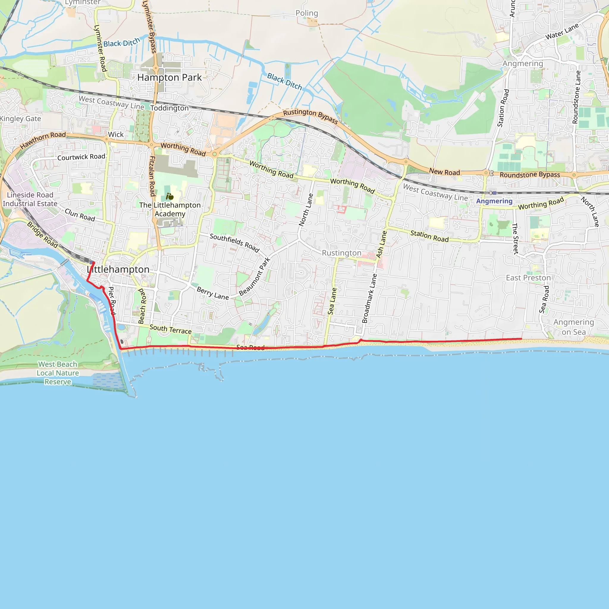 Littlehampton East Beach Walk mobile static map