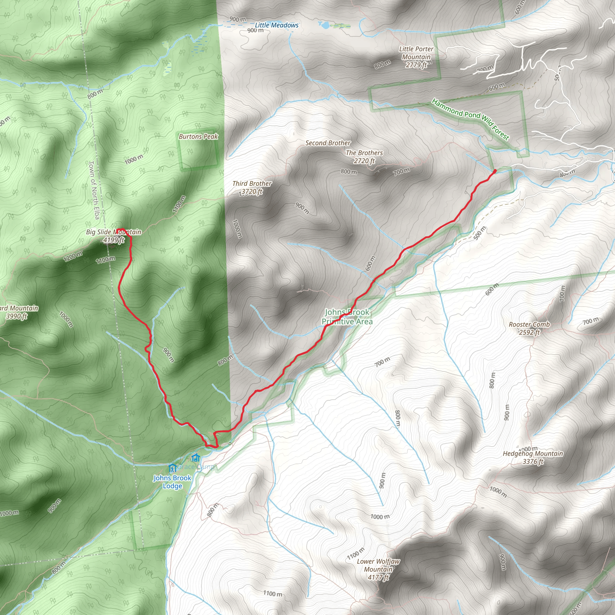 Big Slide Mountain via Phelps Trail mobile static map