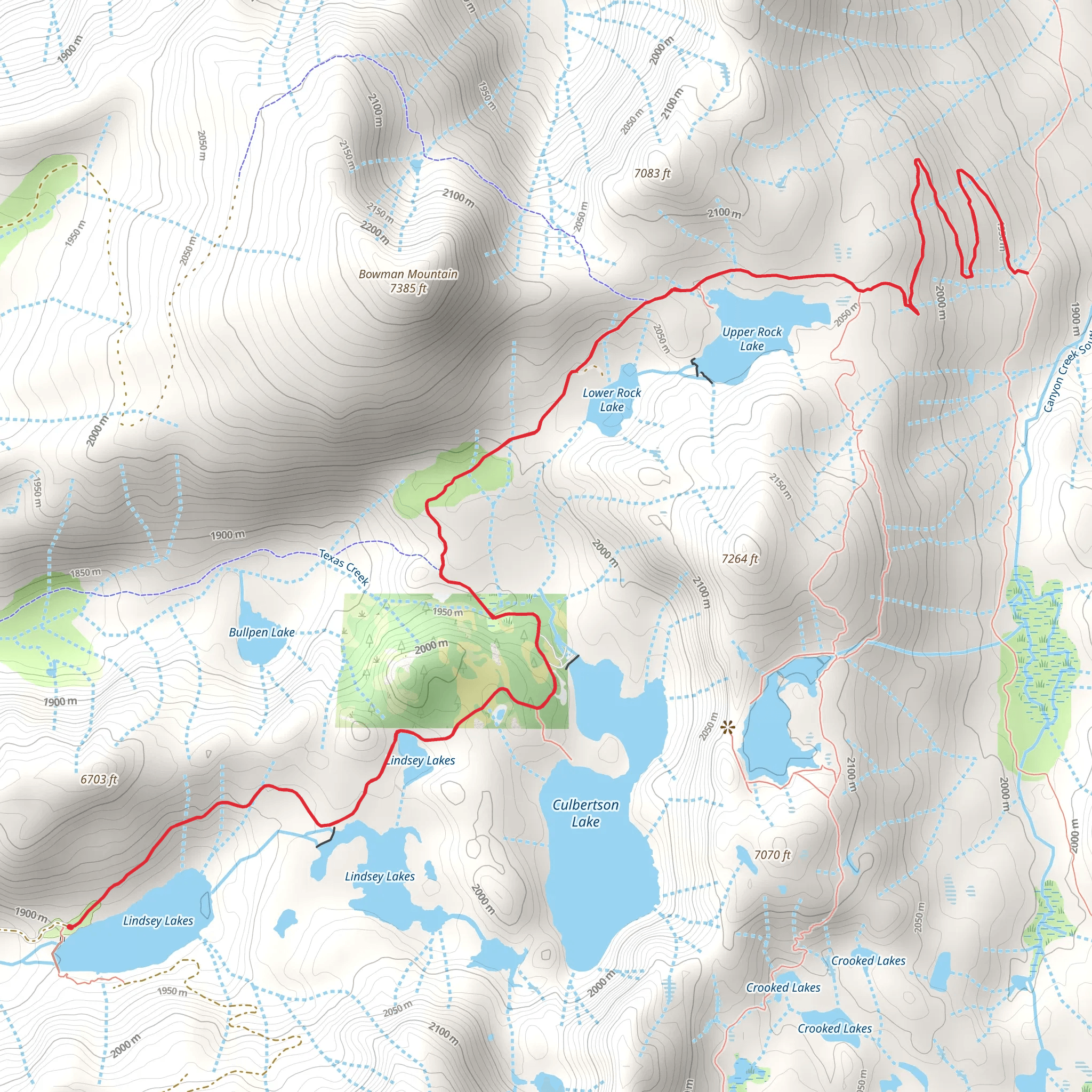 Lindsey Lakes and Rock Lake mobile static map