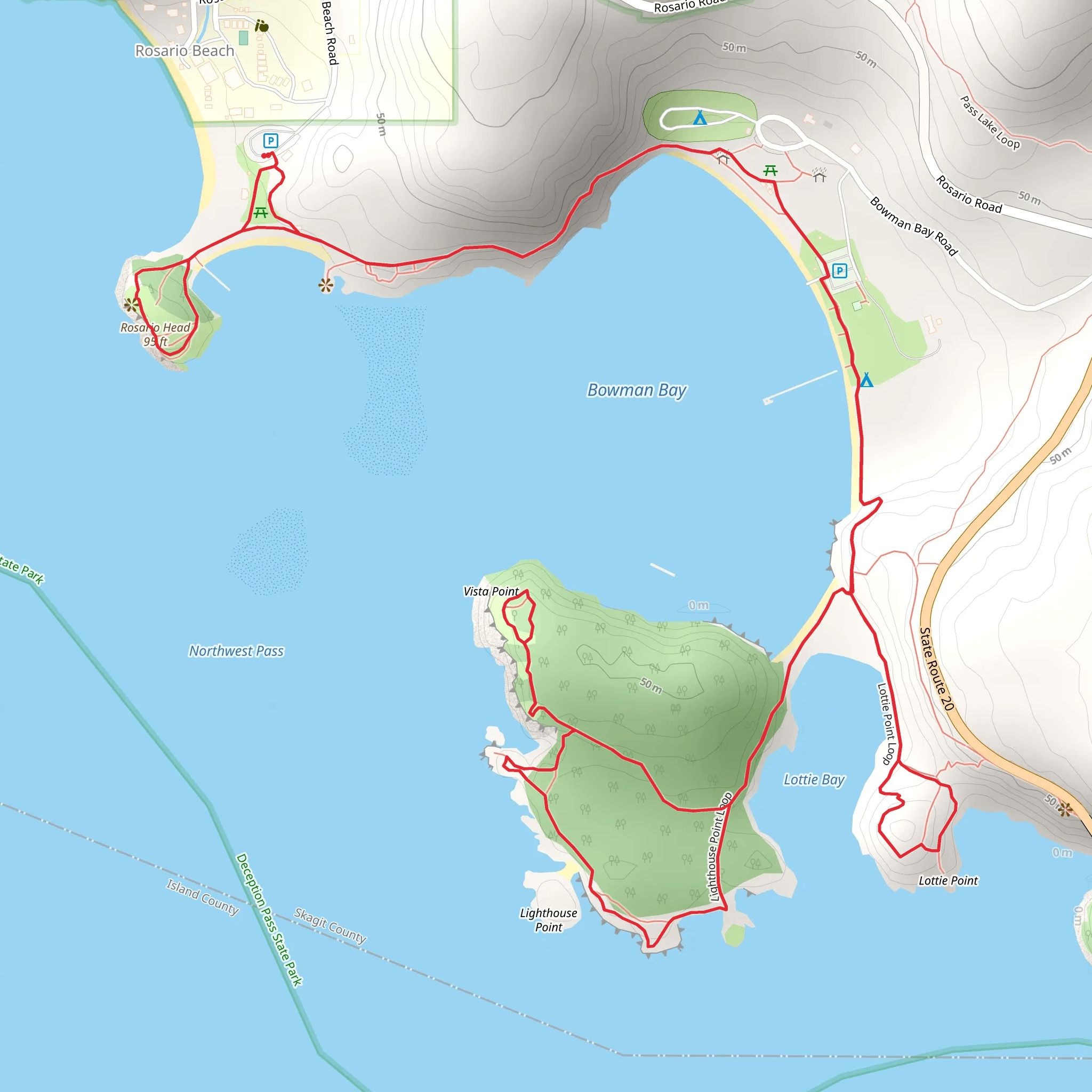 Rosario Head, Sharpe Cove and Lighthouse Point Loop mobile static map