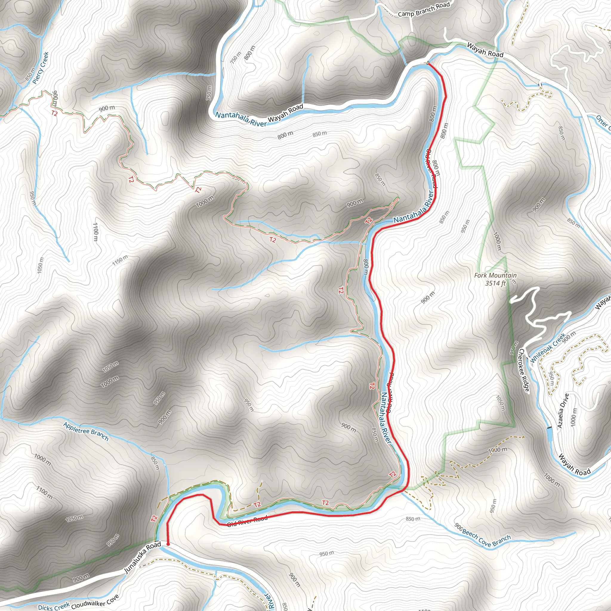 Walk along Nantahala River via Old River Road mobile static map