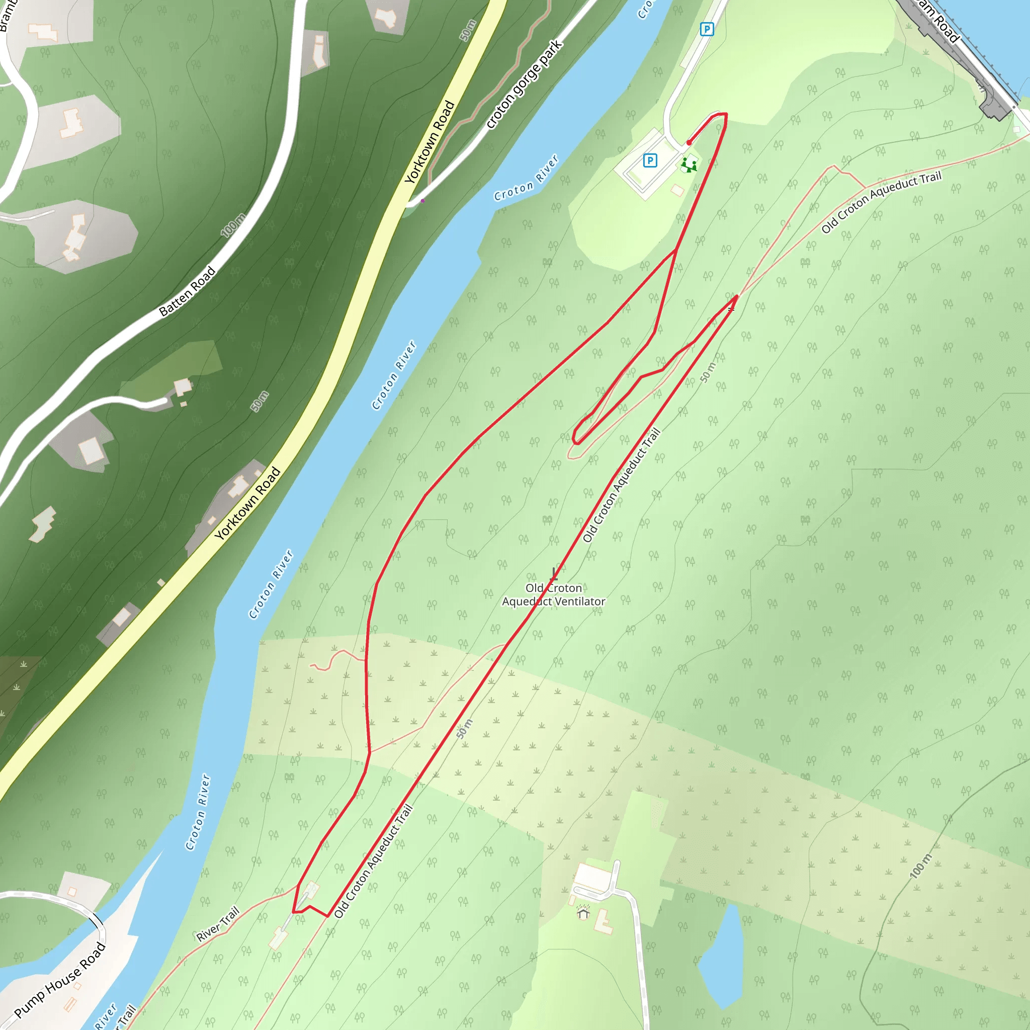 Old Croton Aqueduct Trail Loop from Croton River mobile static map