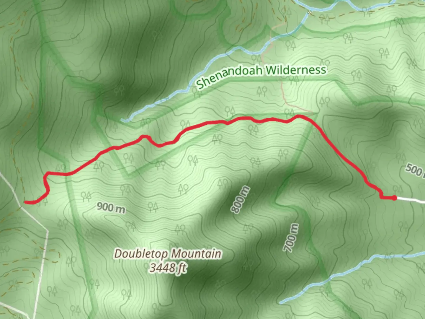 An image depicting the trail Upper Dark Hollow Trail - Finks Hollow Lane and its surrounding area.