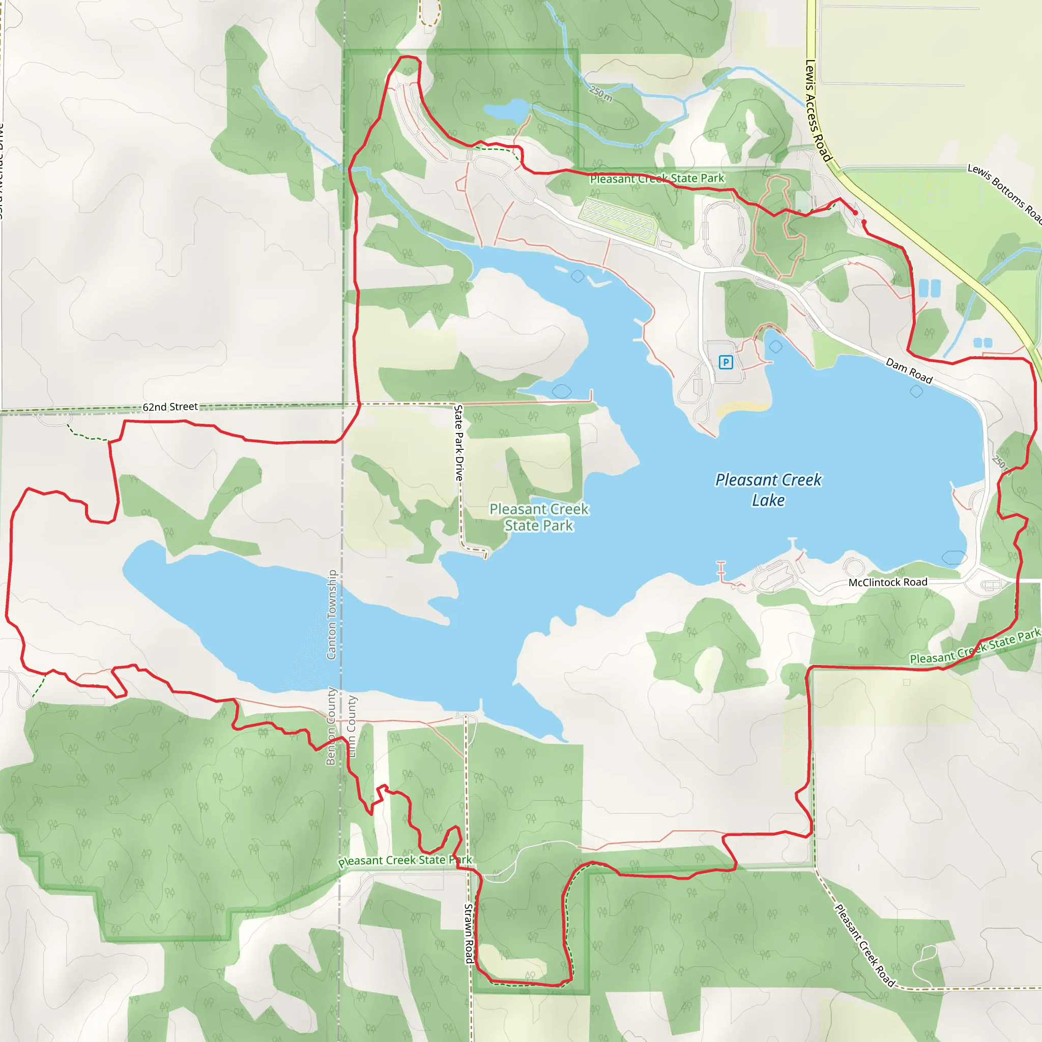Pleasant Creek Lake Loop mobile static map