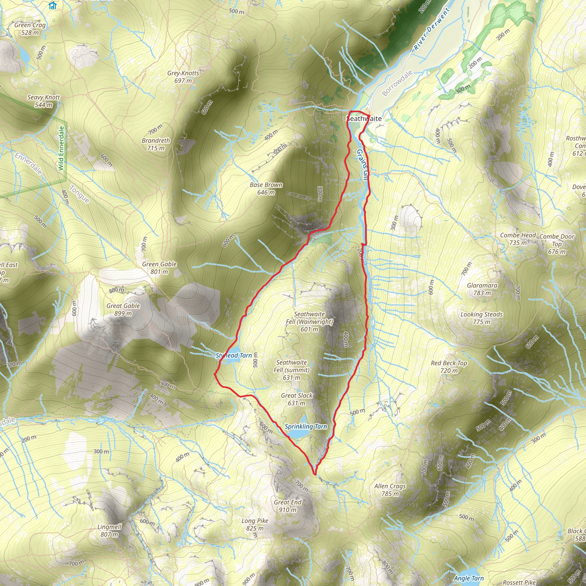 Styhead Tarn and Sprinkling Tarn Loop mobile static map