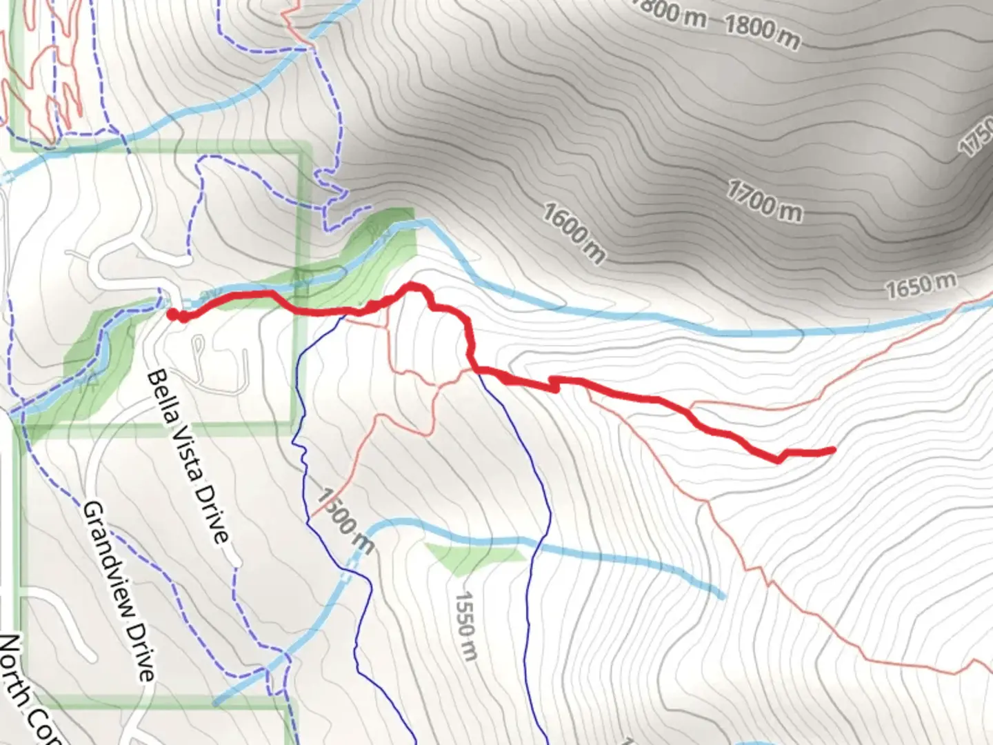 An image depicting the trail Shepard Creek Trail Out and Back and its surrounding area.