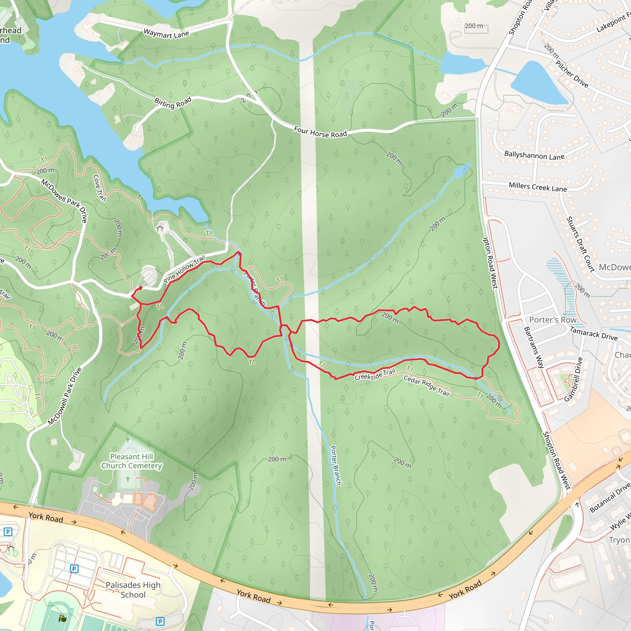 Creekside Trail and Pine Hollow Loop Trail mobile static map