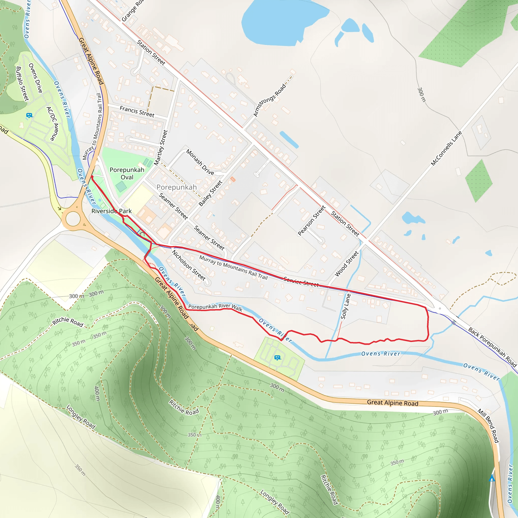 Porepunkah Riverside Loop Walk mobile static map