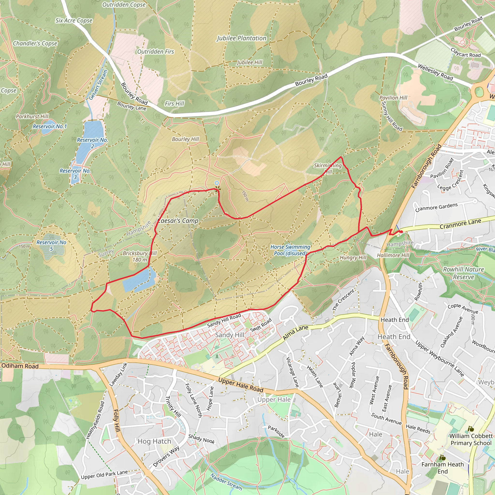 Sandy Hill and Bricksbury Hill Loop mobile static map