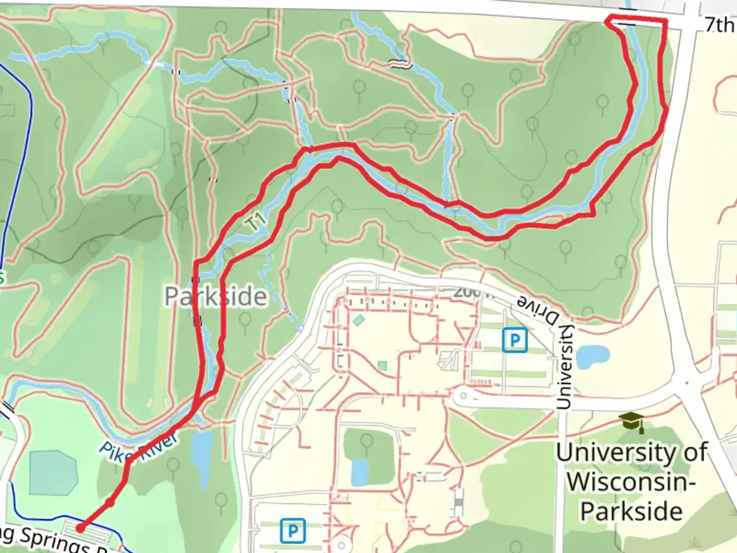 An image depicting the trail Pike River Loop and its surrounding area.