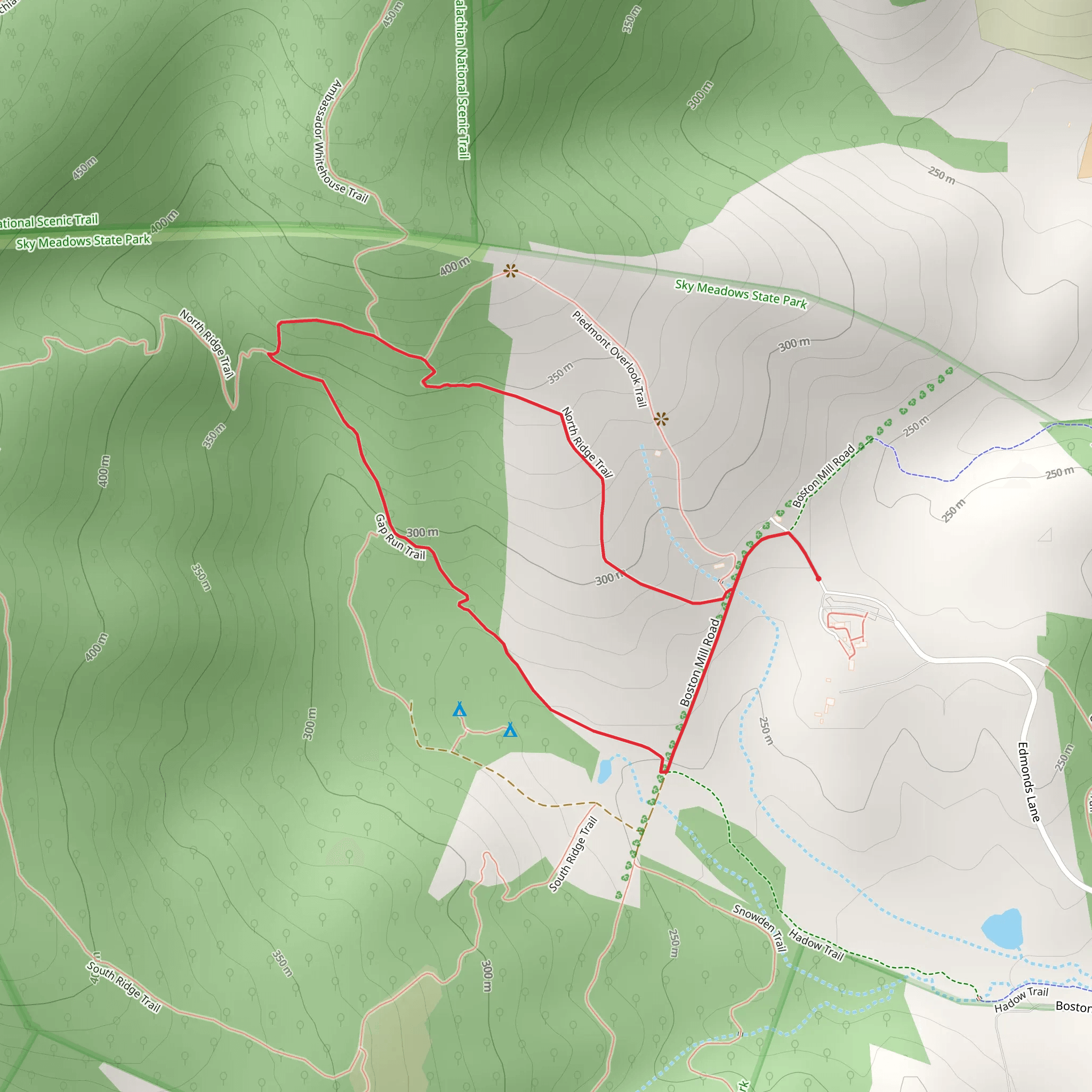 North Ridge and Gap Run Loop Trail mobile static map
