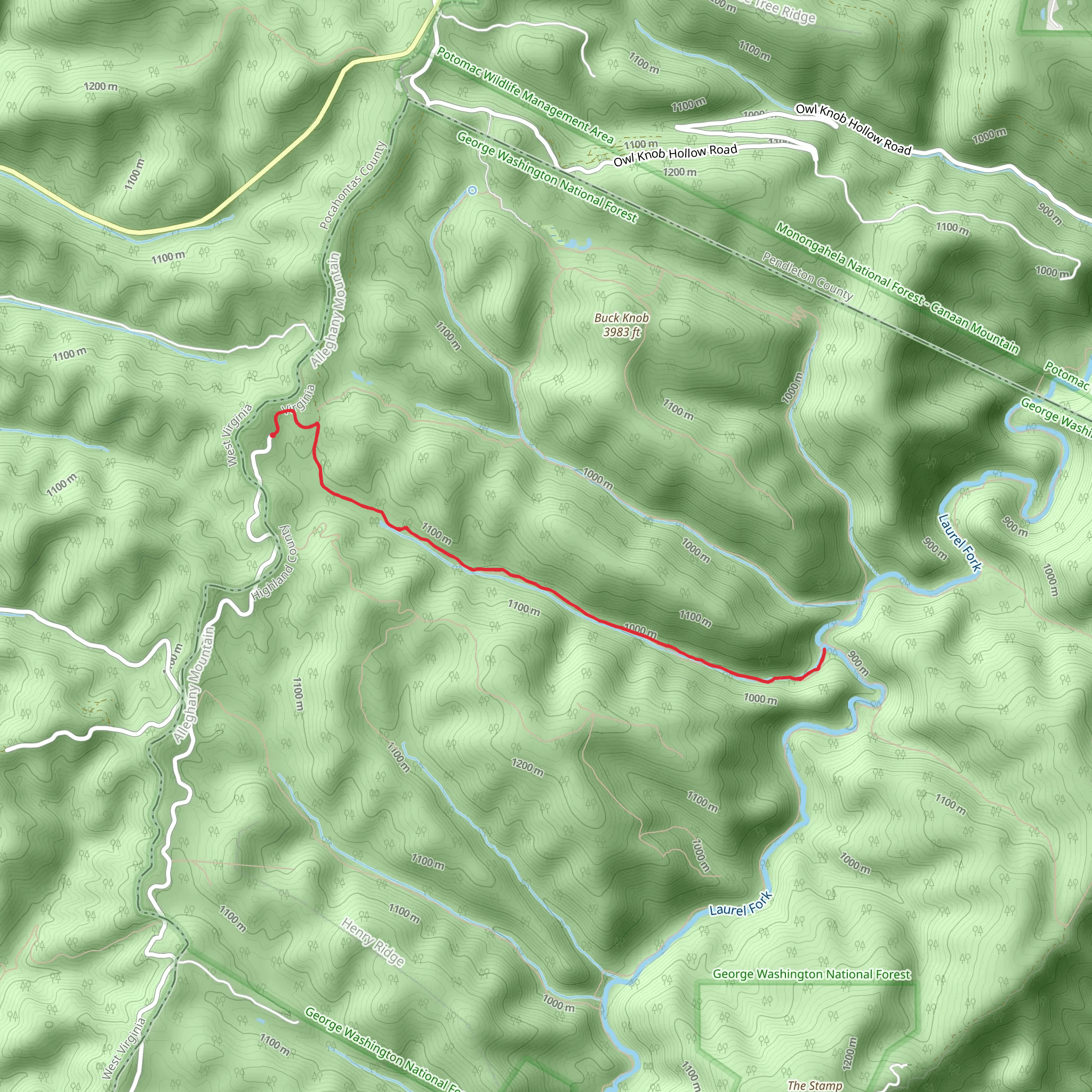 Slab Camp Run Trail mobile static map