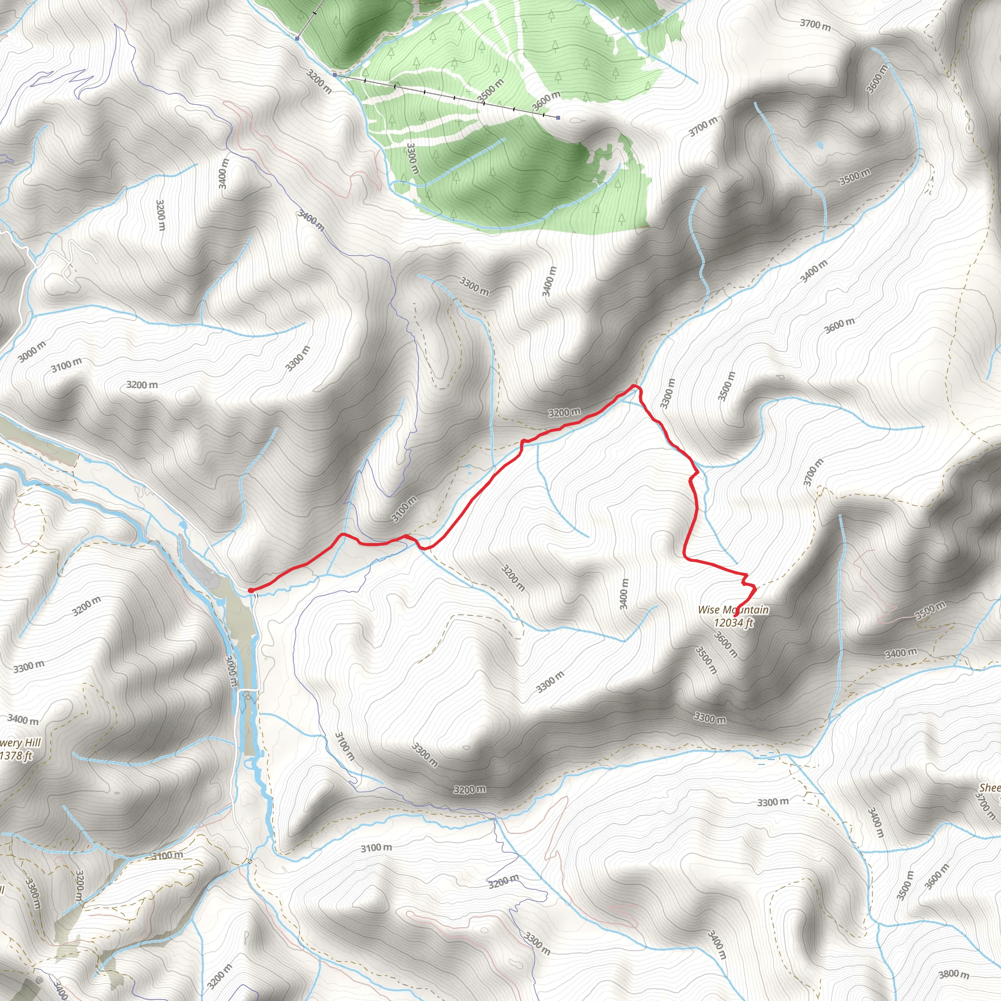 Wise Mountain via North Fork mobile static map