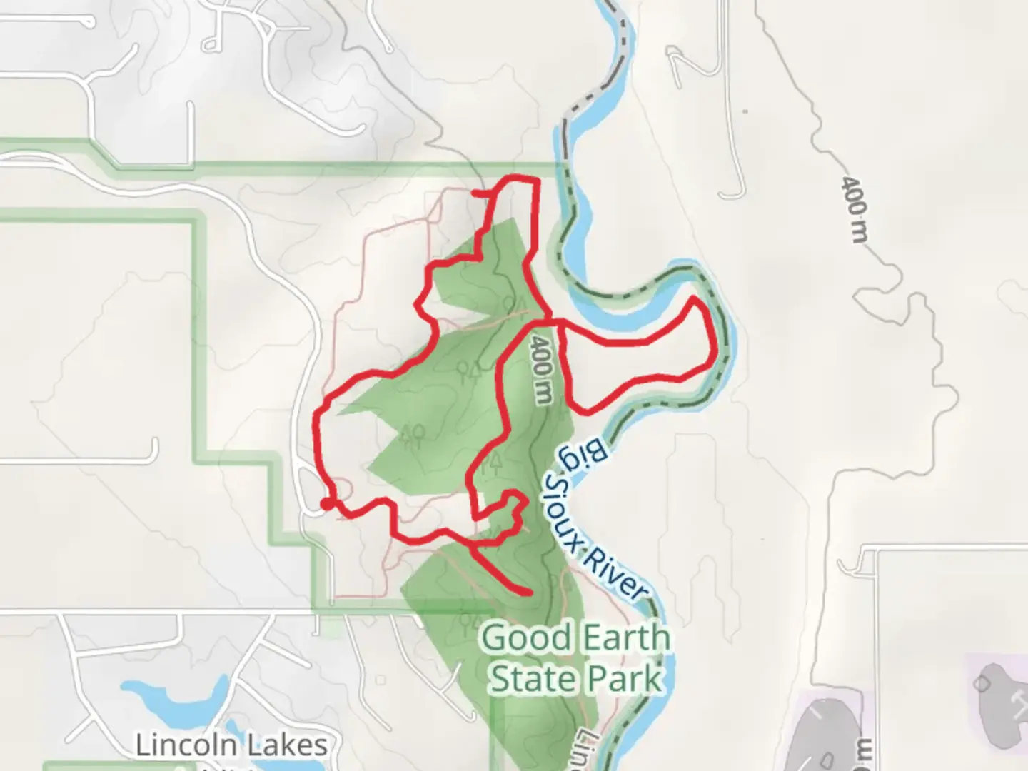 An image depicting the trail Big Sioux River Lookout - Grand Ravine - Riparian and Bur Oak Loop Trail and its surrounding area.