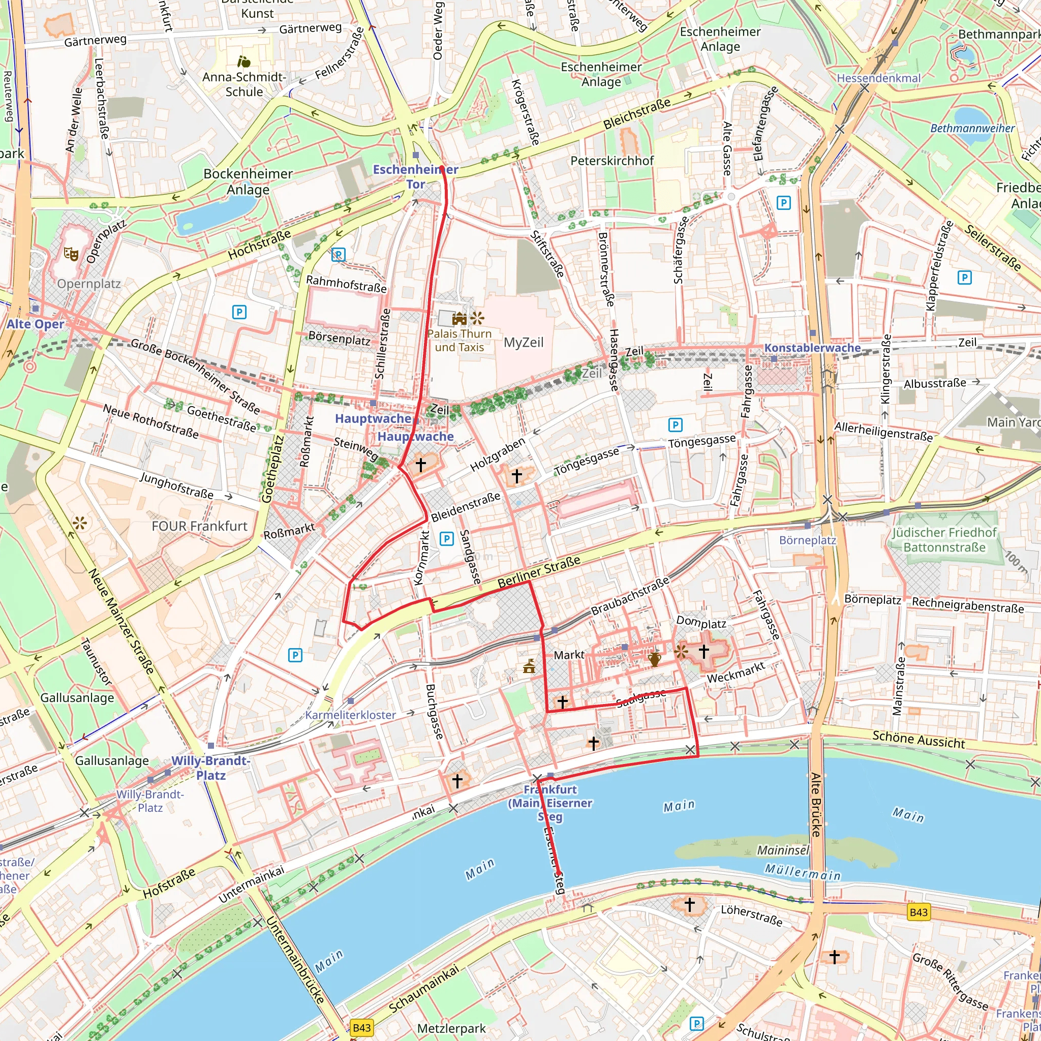 Eiserner Steg via Goetheweg mobile static map