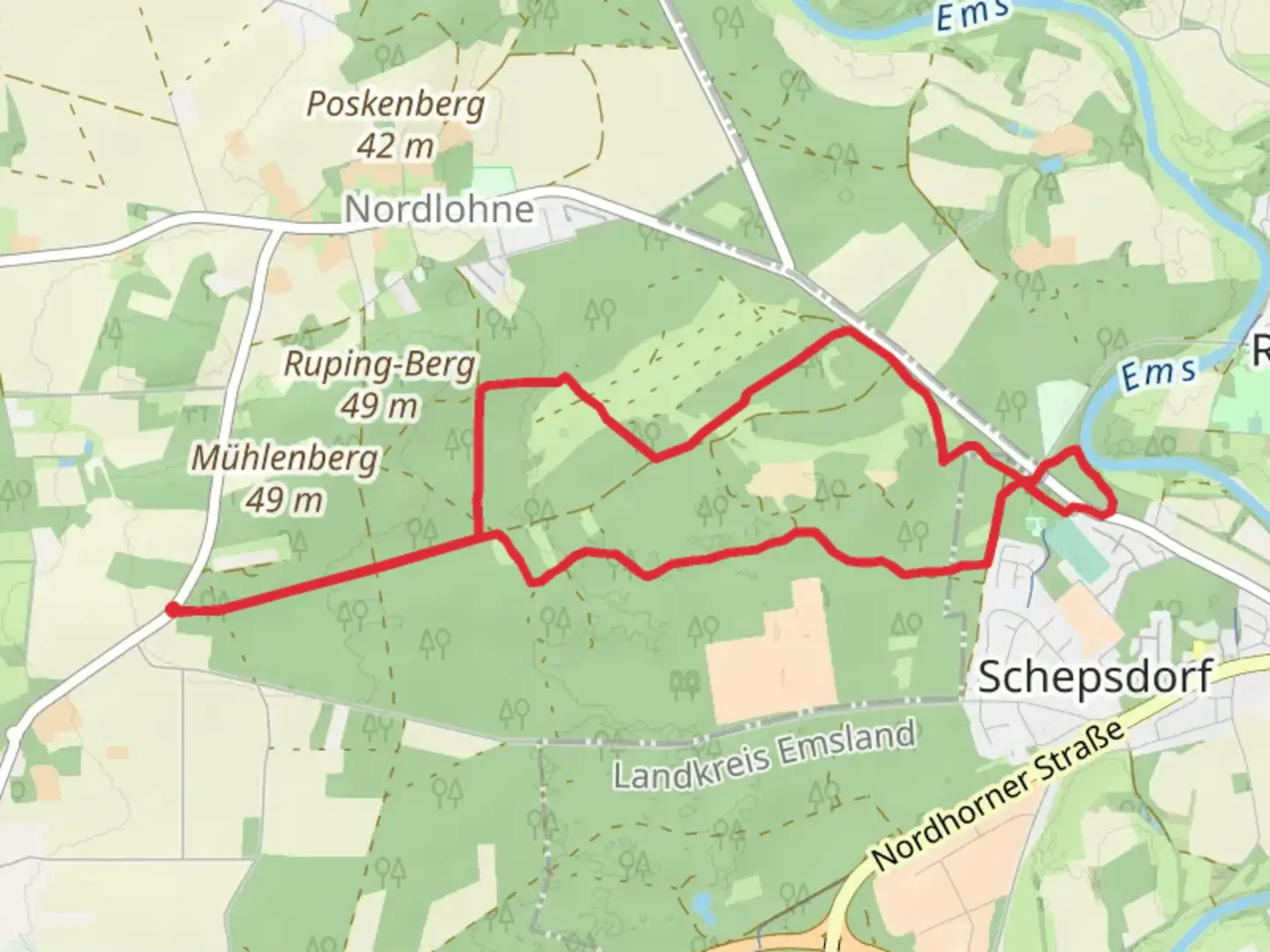 An image depicting the trail Lohner Straße Loop and its surrounding area.