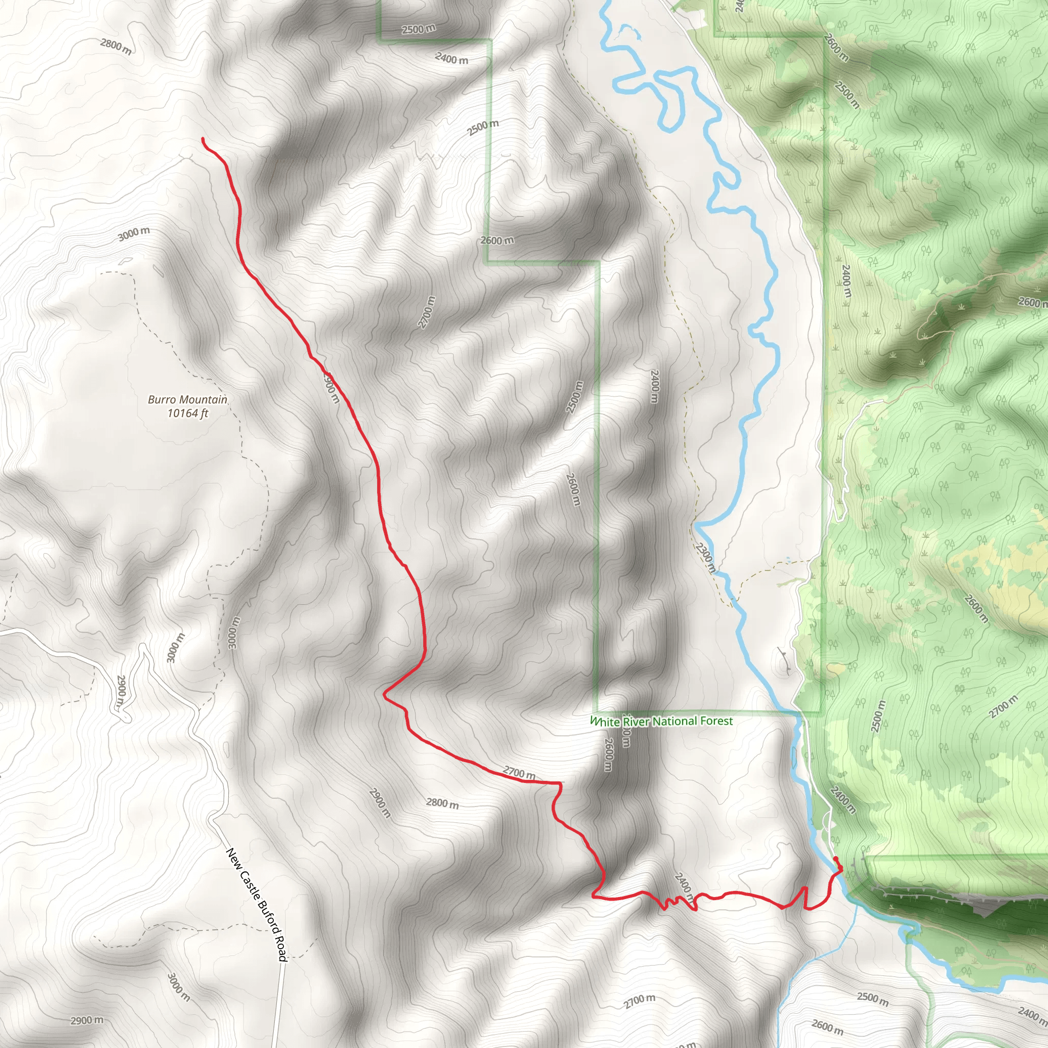 Burro Mountain Trail mobile static map