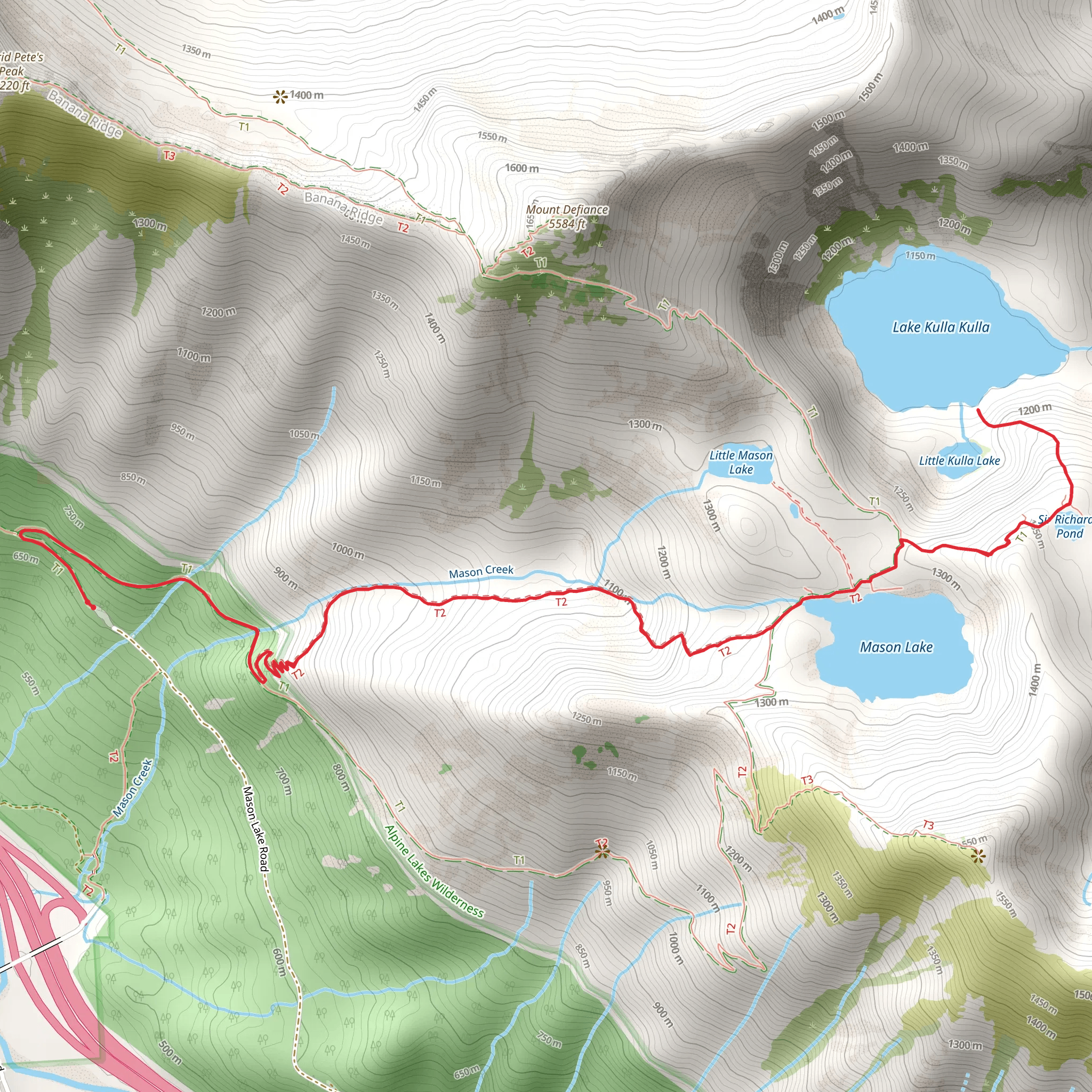 Kulla Kulla Lake Trail via Old Mason Lake Trail mobile static map