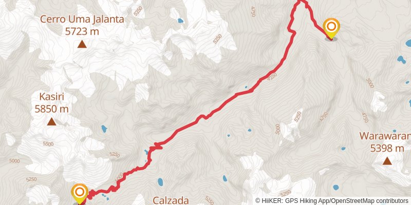 Cordillera Real Traverse stage 3 Map
