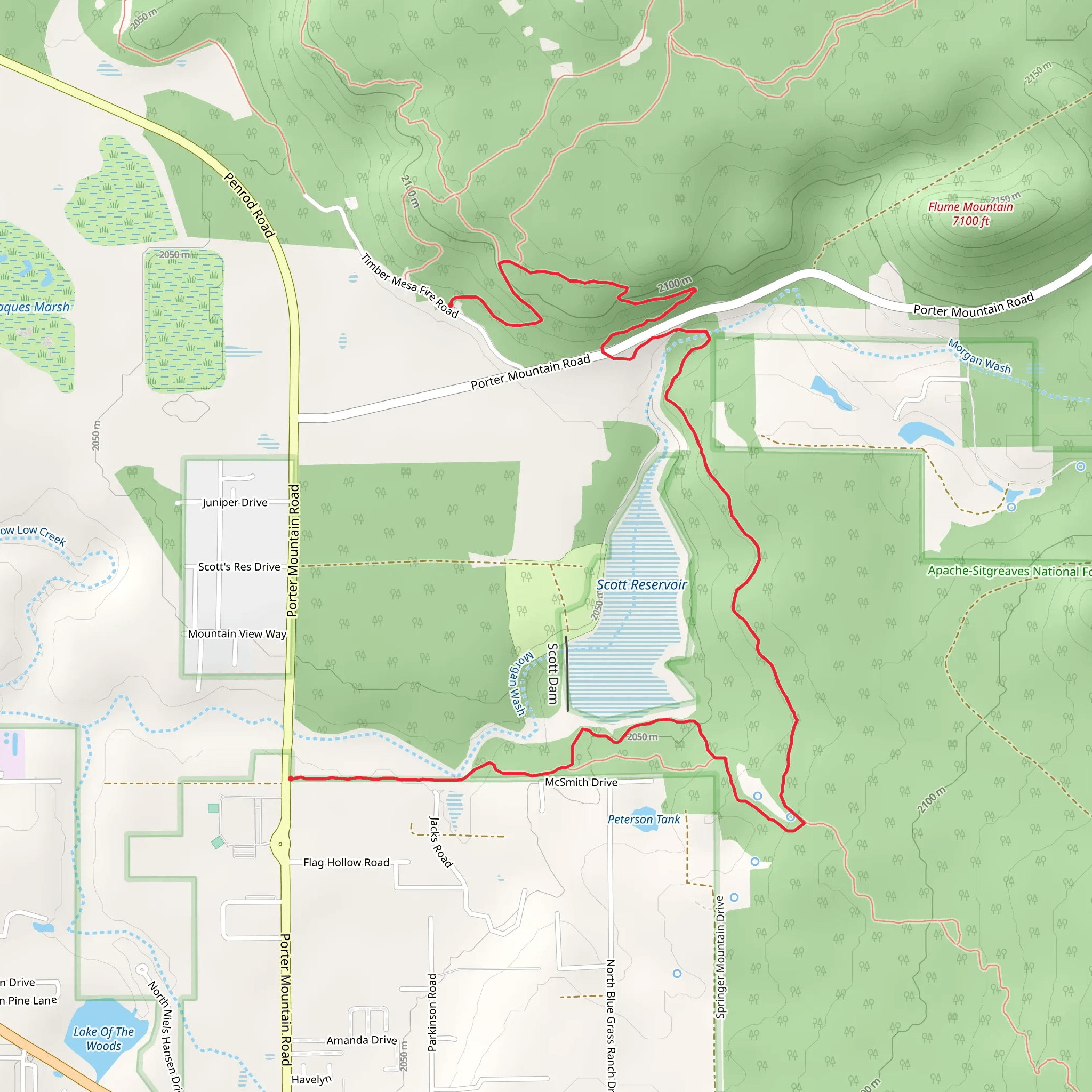 Ice Cave, Osprey Connector and Timber Mesa Horseshoe Trail mobile static map