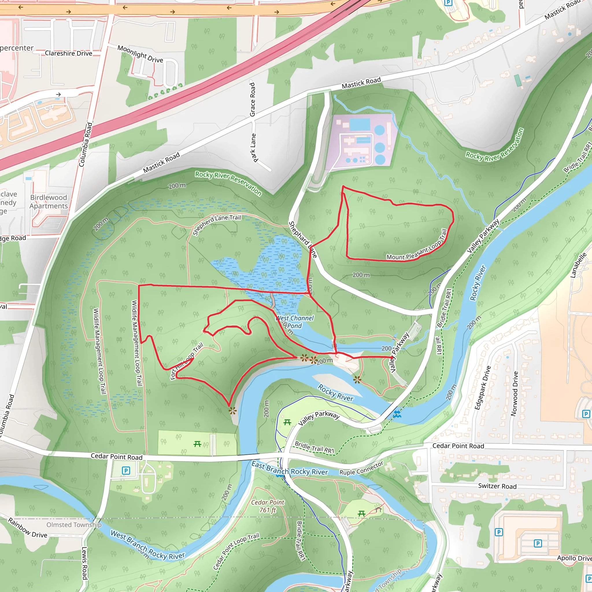Mount Pleasant and Fort Hill Loop Trail mobile static map