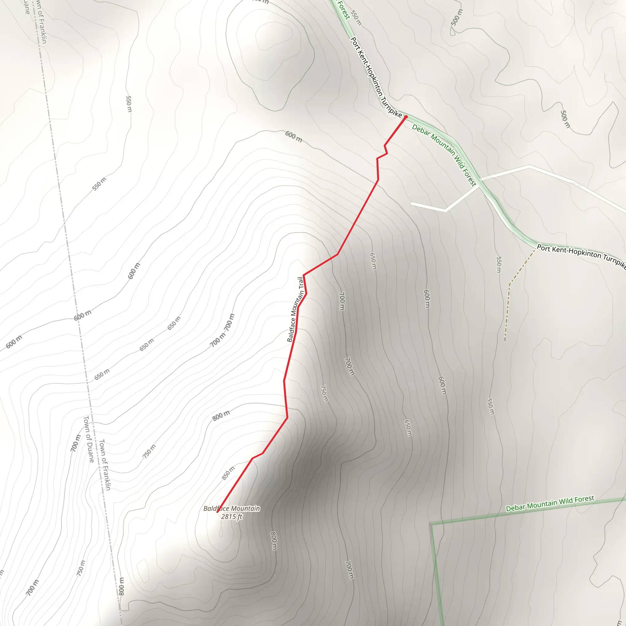 Baldface Mountain Out and Back mobile static map