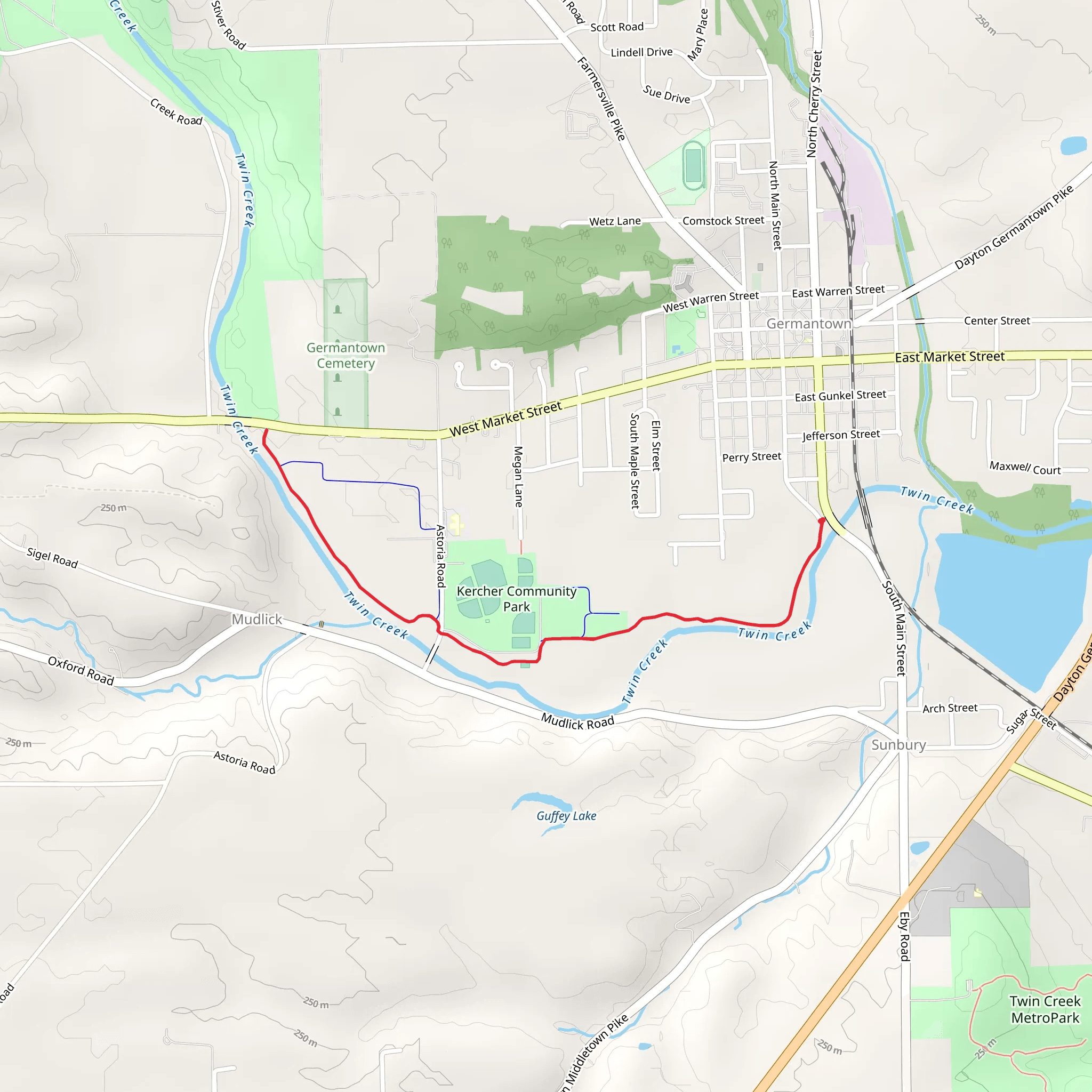 Twin Creek and Kercher Community Park mobile static map