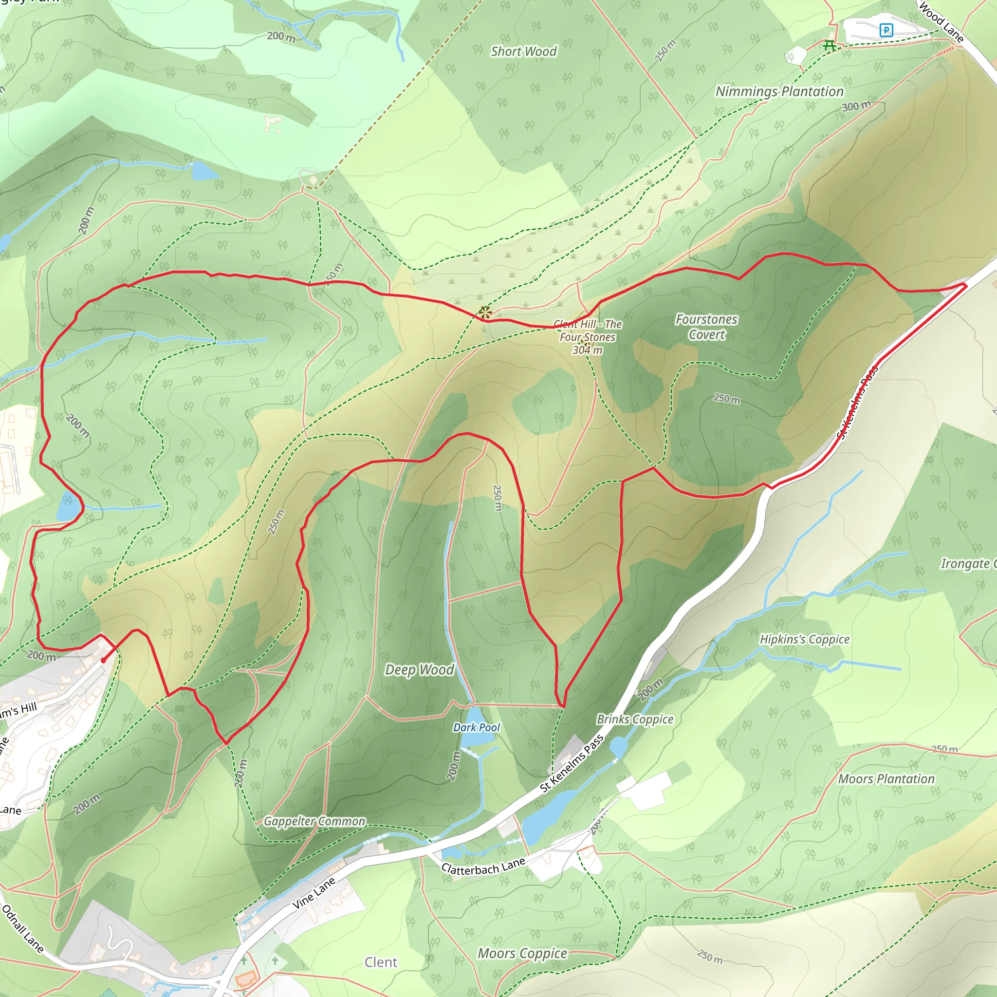 Clent Hills Country Park Loop mobile static map