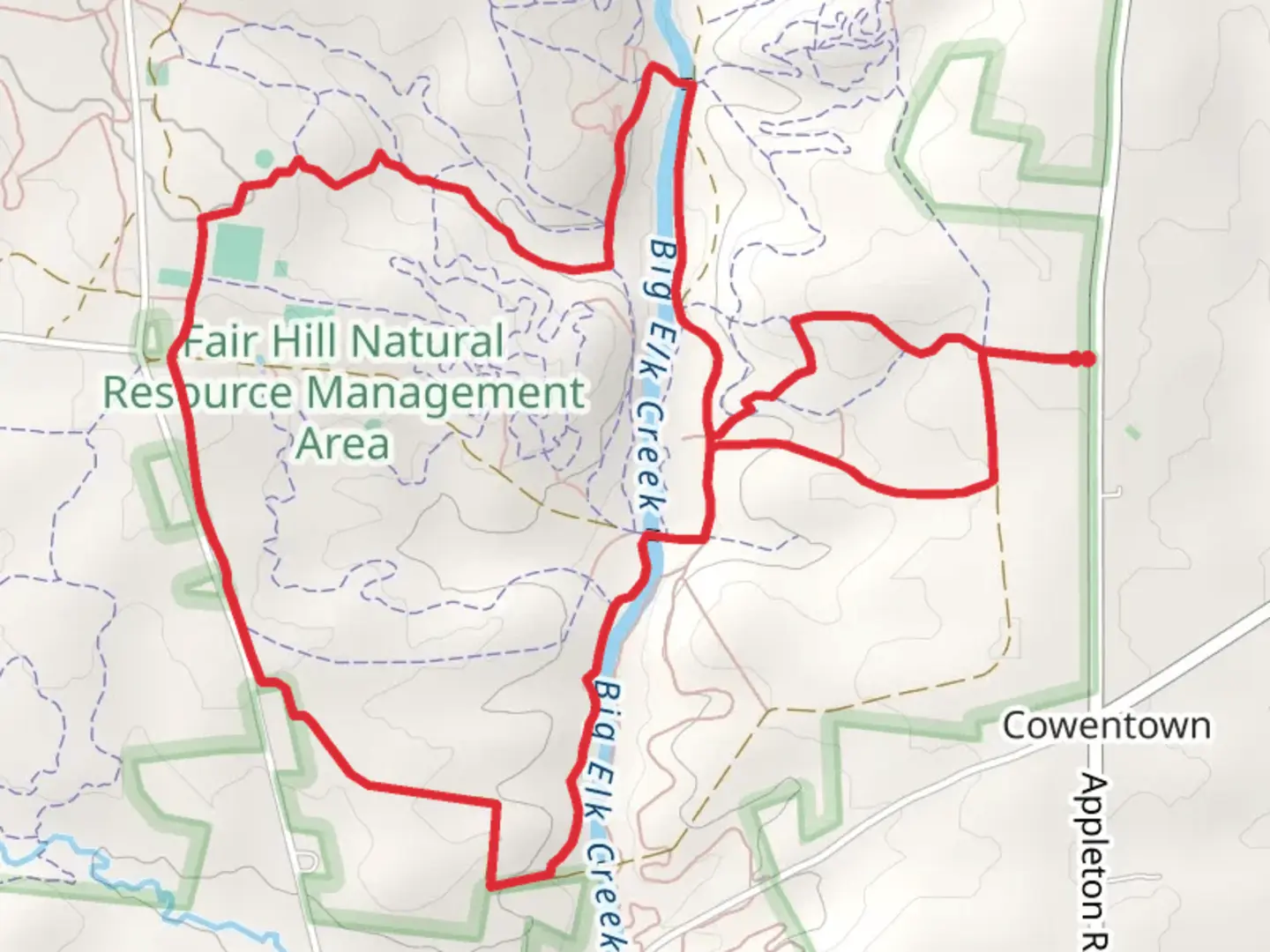 An image depicting the trail Big Elk Creek - Yellow Trail Loop and its surrounding area.