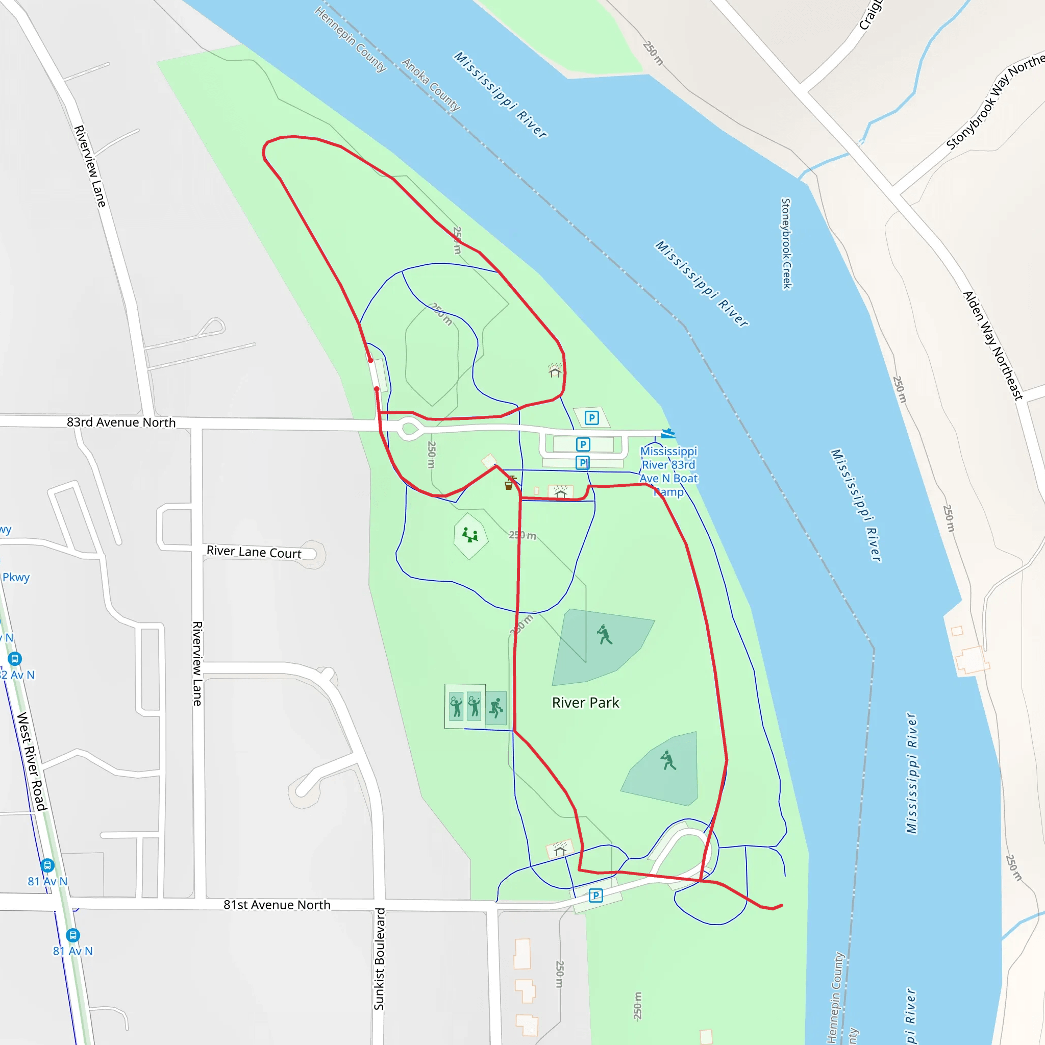 Brooklyn Park River Park Loop mobile static map