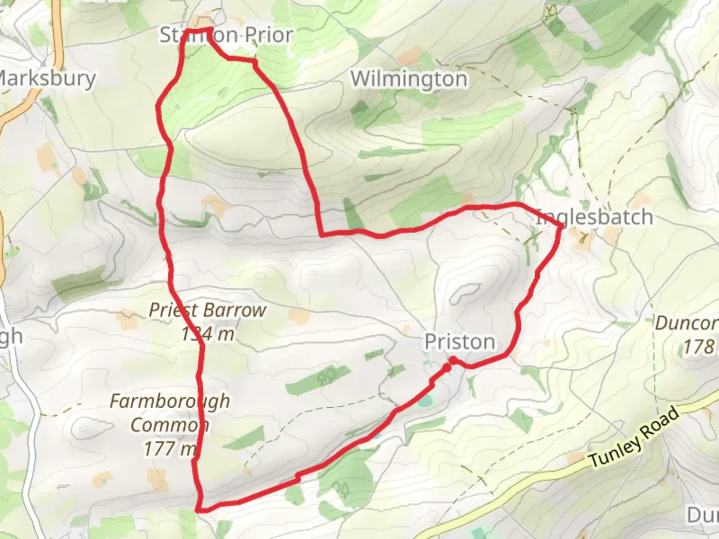An image depicting the trail Priston to Stanton Prior Circular Walk and its surrounding area.