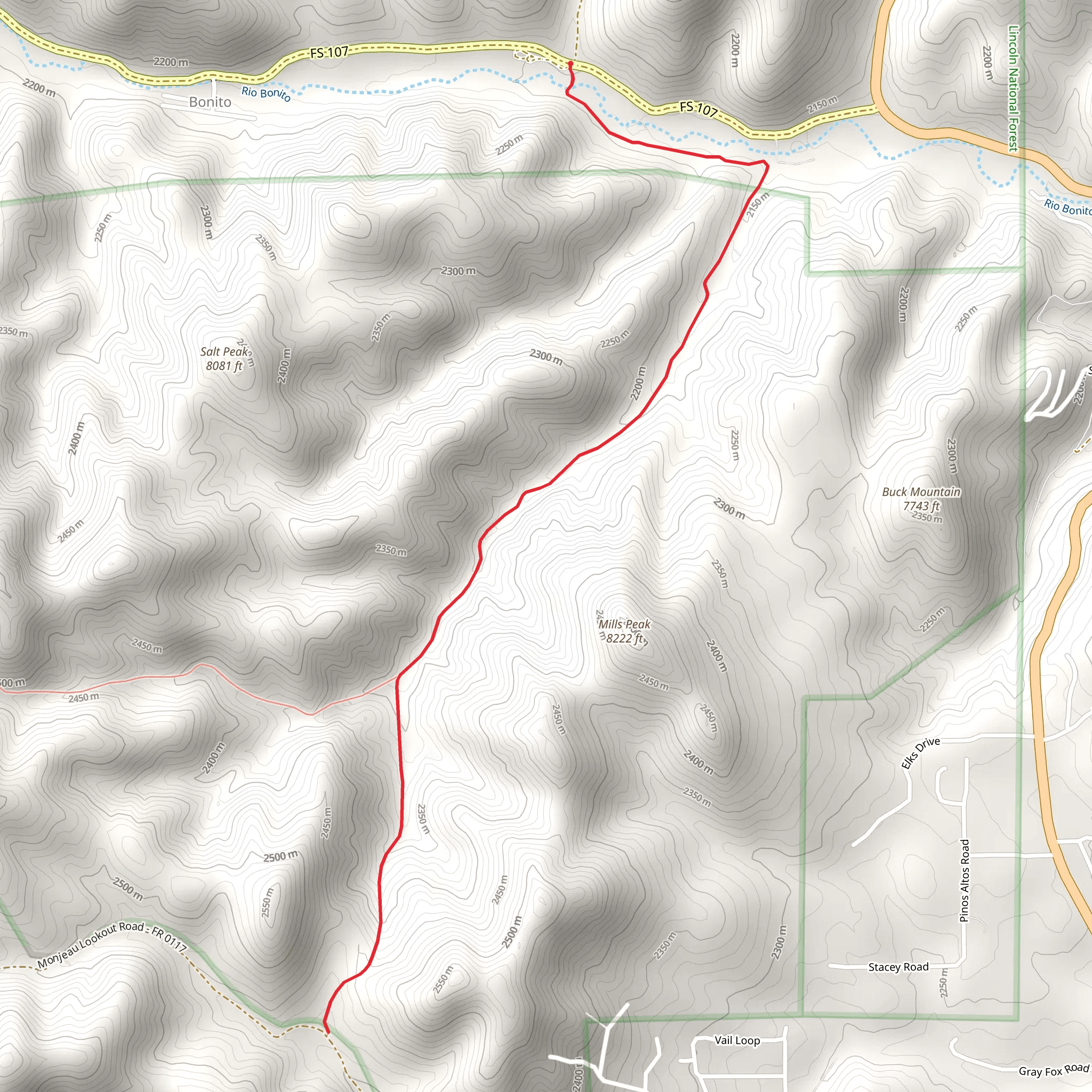 Mills Canyon Trail mobile static map