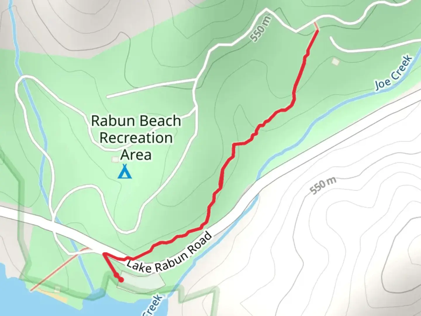 An image depicting the trail Rabun Beach Recreation Area and its surrounding area.
