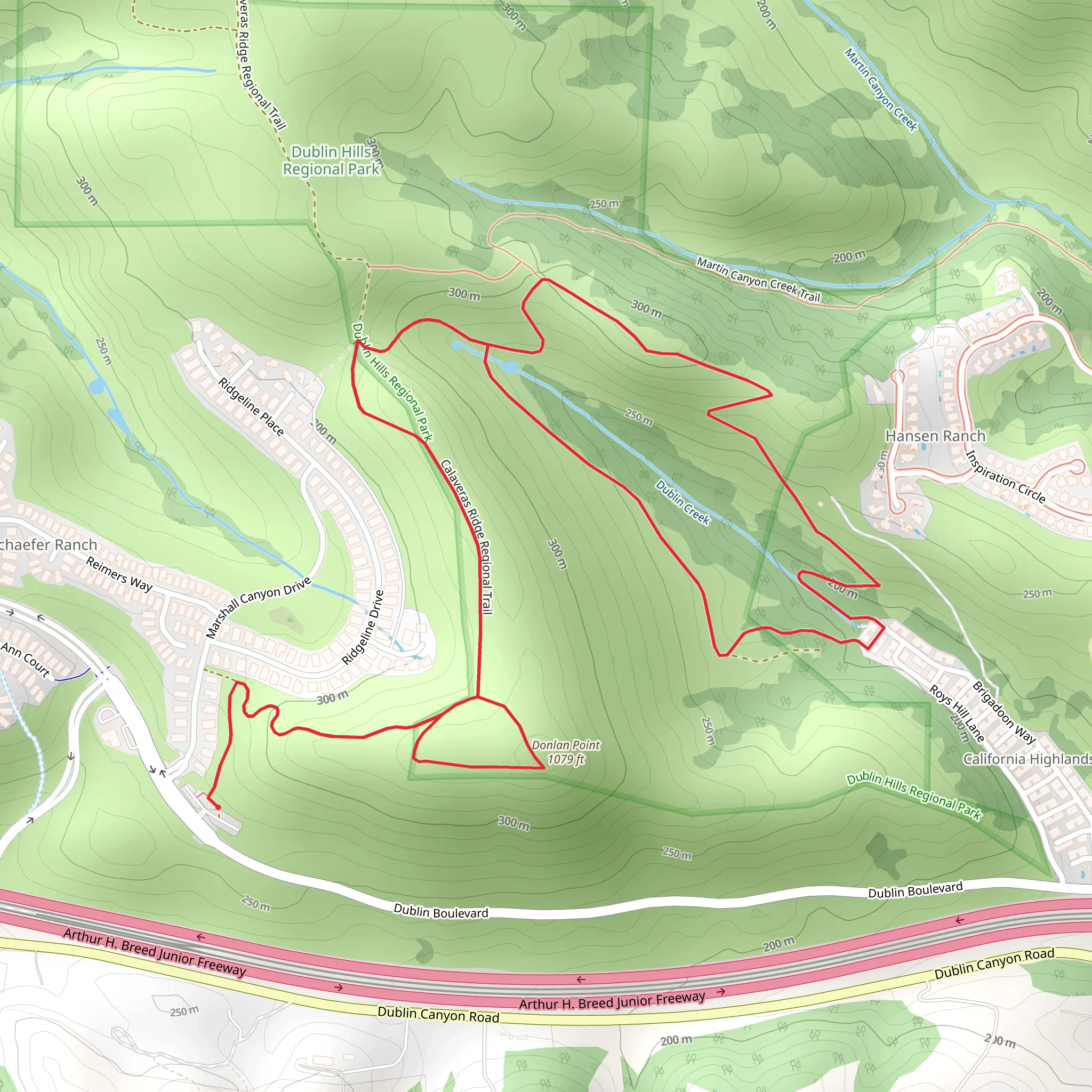 Donlan Point - Calaveras Ridge Regional Trail mobile static map