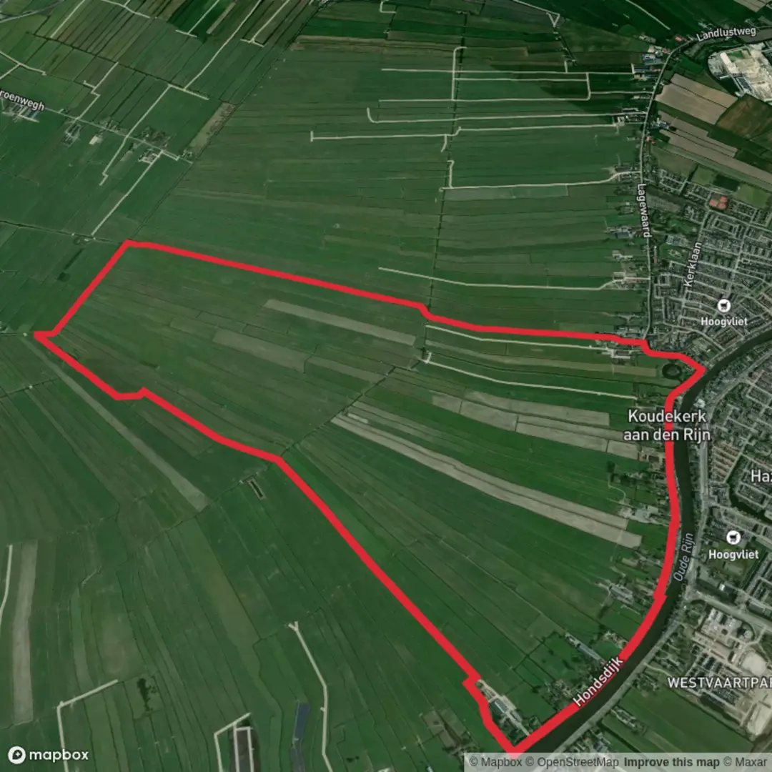 An image depicting the trail Hondsdijkse Polder Loop and its surrounding area.