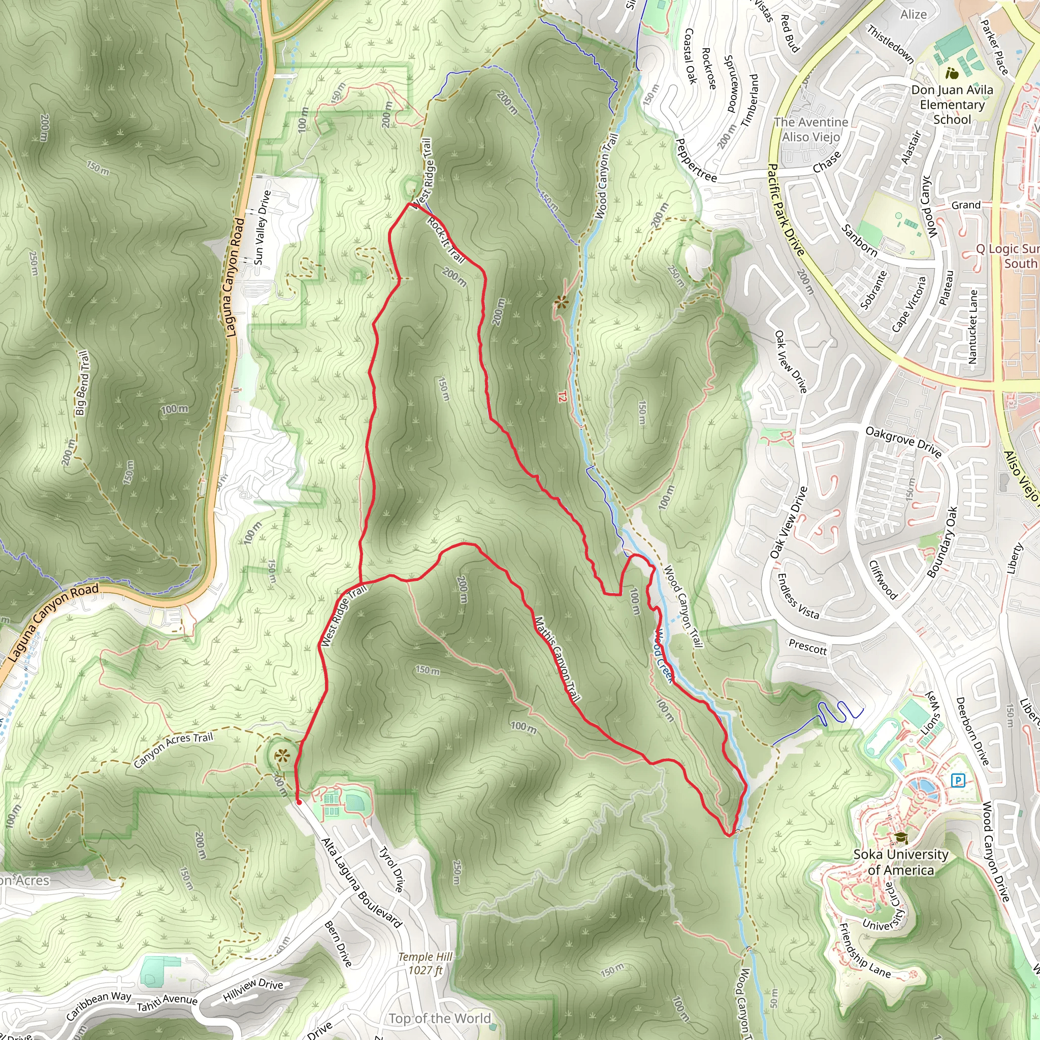 West Ridge Trail, Rock-It Trail and Mathis Canyon Trail Loop mobile static map