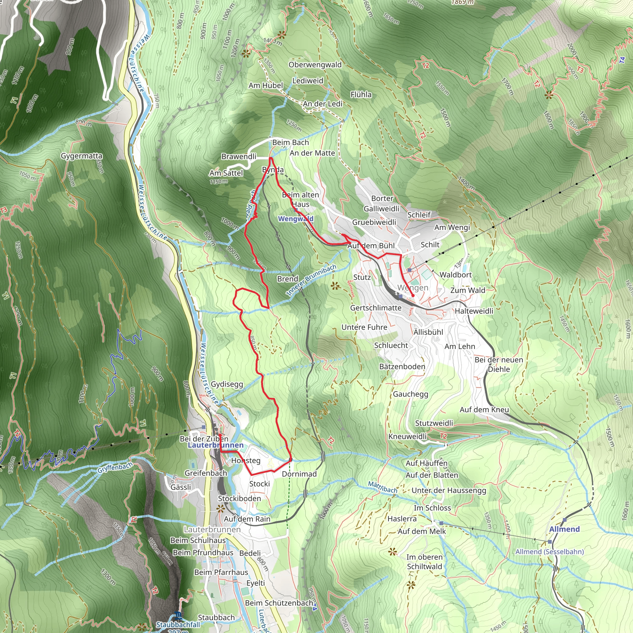 Wengen - Wengwald - Lauterbrunnen No 49 mobile static map