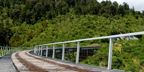 An image depicting the trail Ohakune Old Coach Road and its surrounding area.