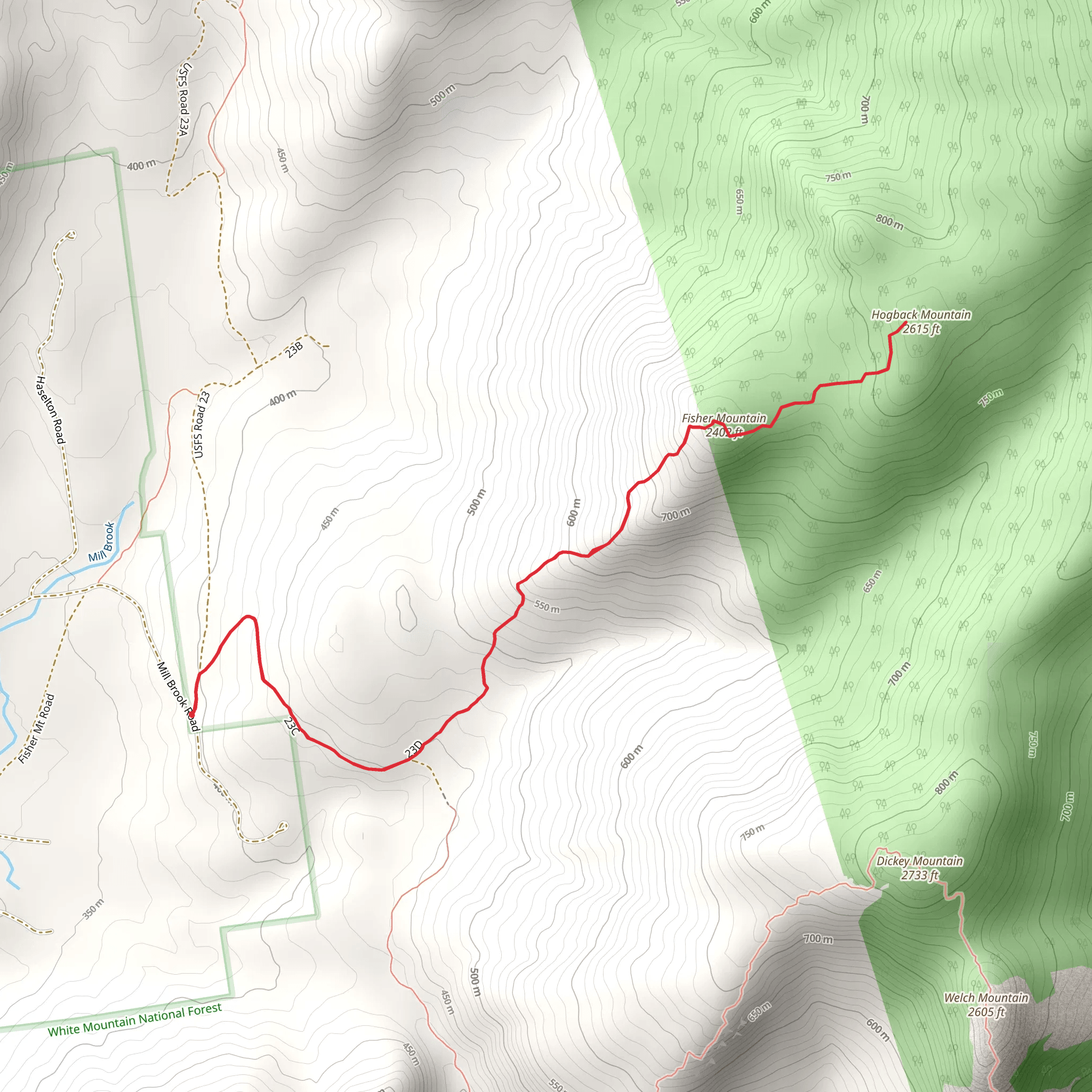 Hogback Mountain and Fisher Mountain Trail mobile static map