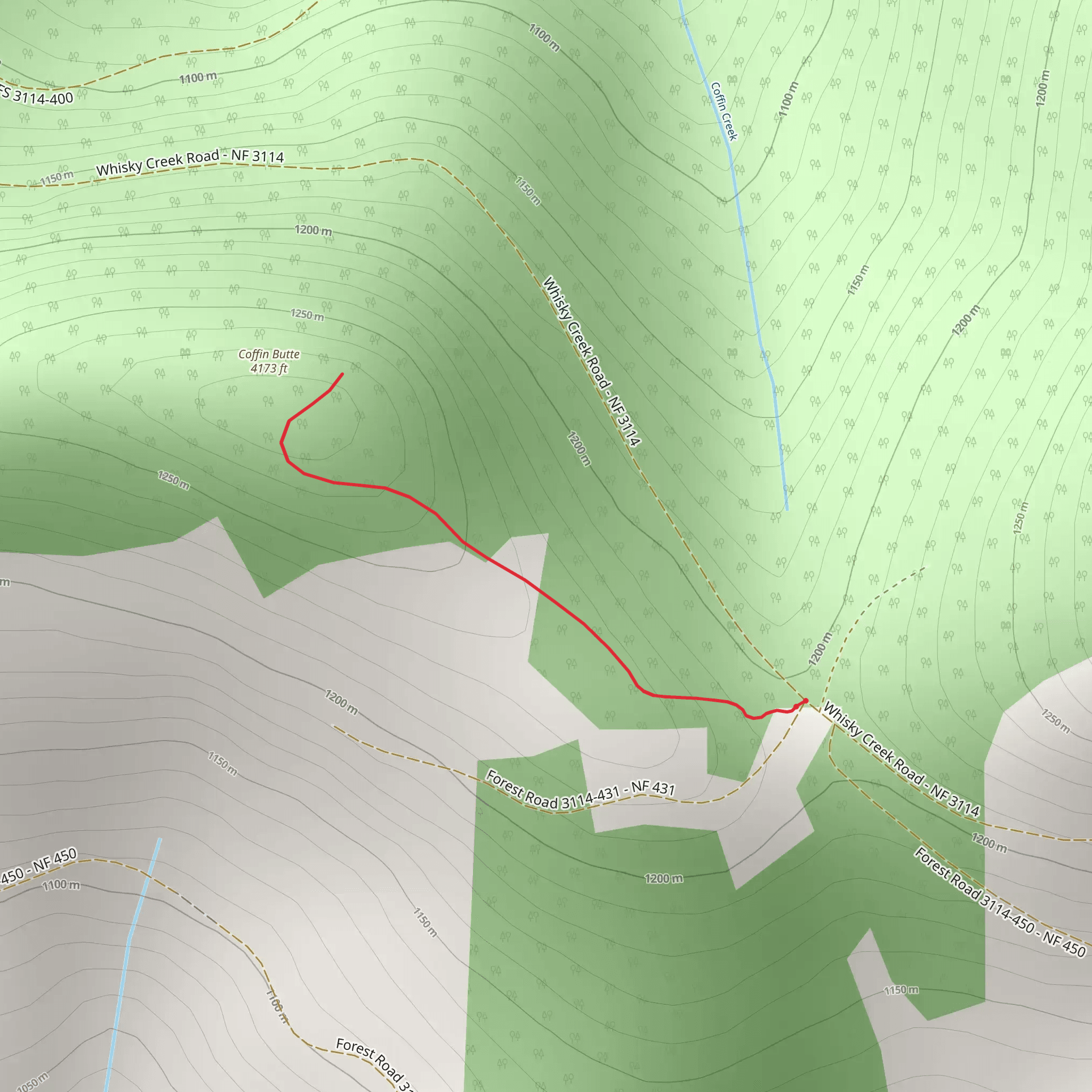 Coffin Butte via Bunchgrass Meadow Trail mobile static map