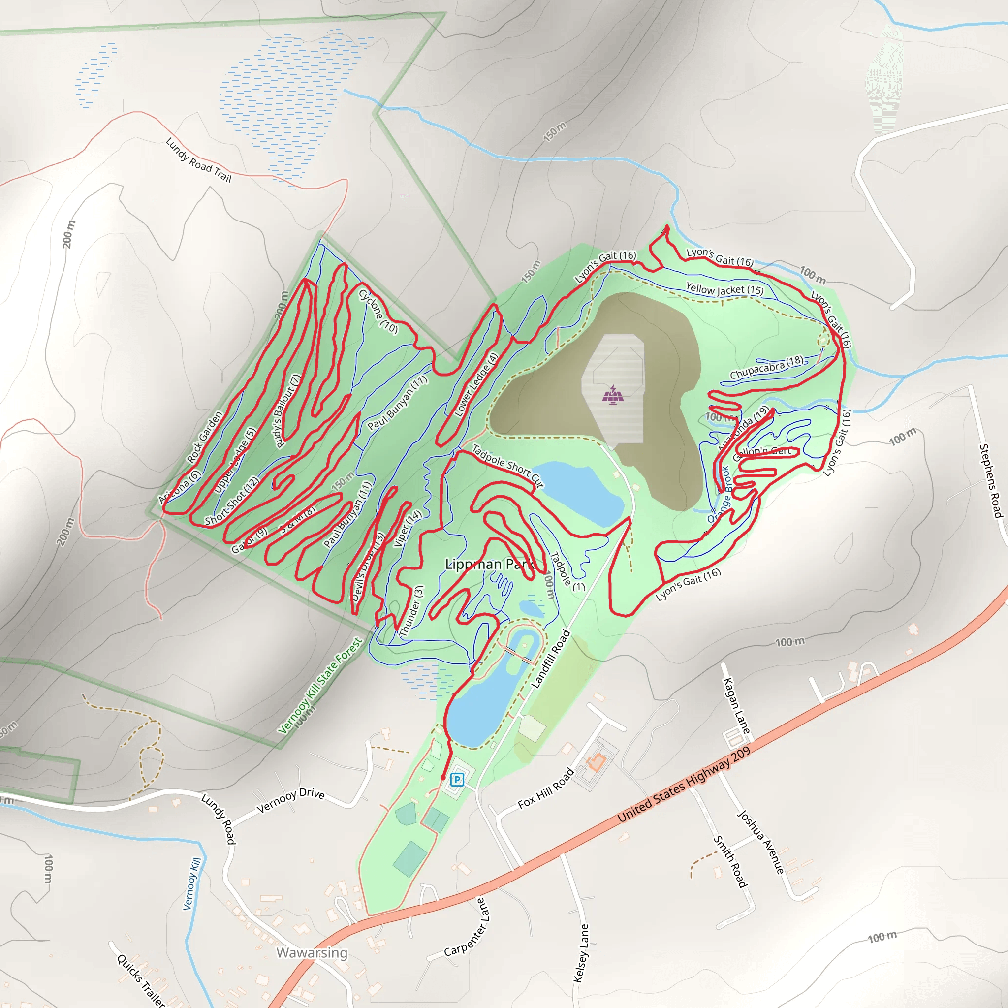 Tadpole, Upper Lege, Lower Ledge and Lyon's Gait mobile static map