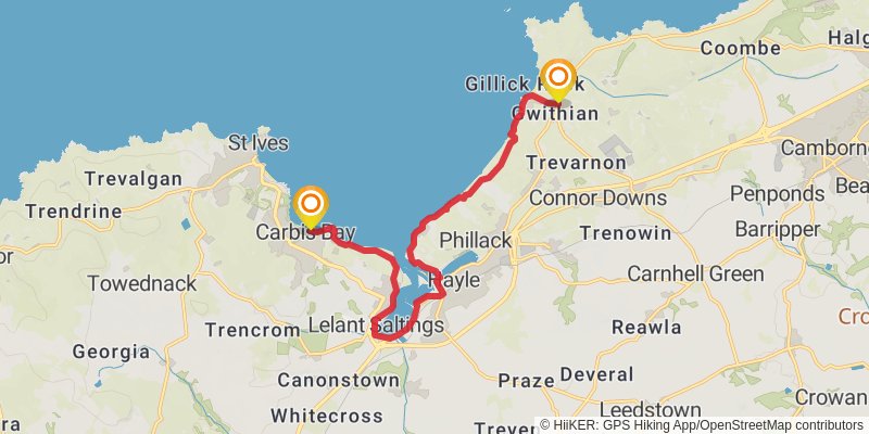 Cornish Celtic Way stage 10 Map