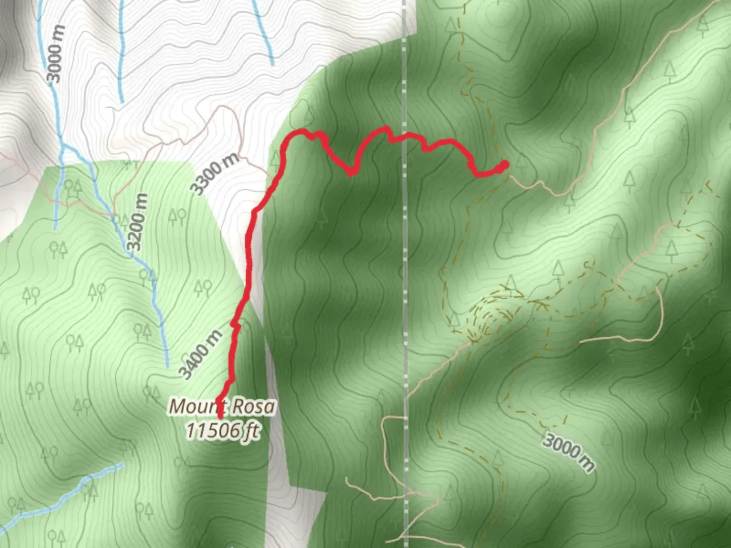 An image depicting the trail Mt Rosa Trail and its surrounding area.