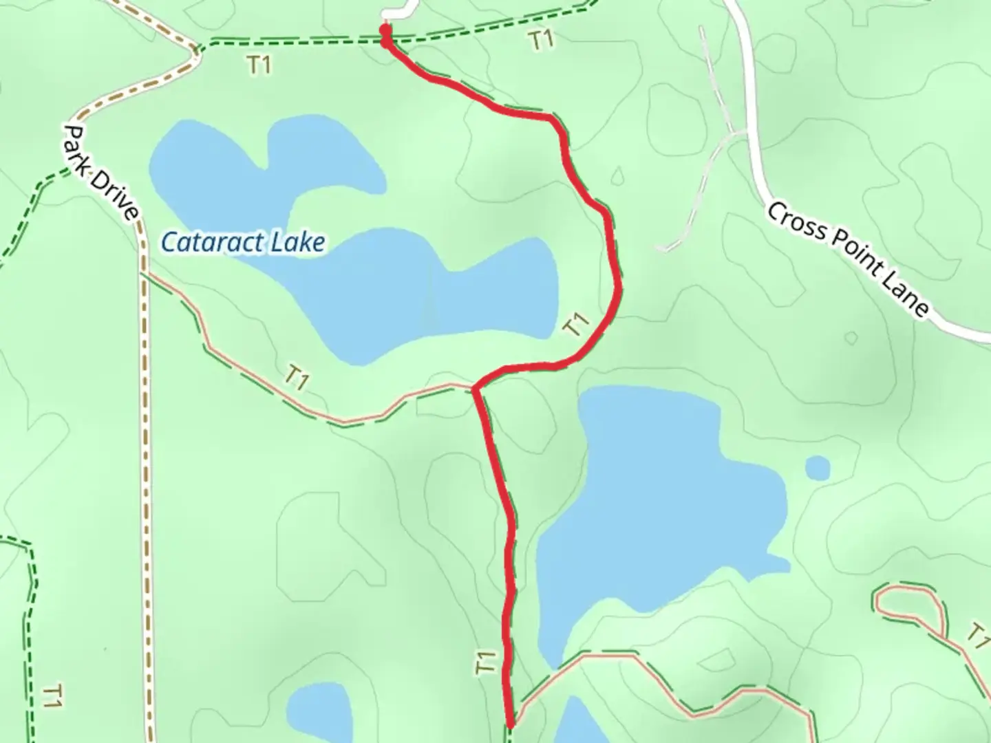 An image depicting the trail Cataract Lake via NCT and its surrounding area.