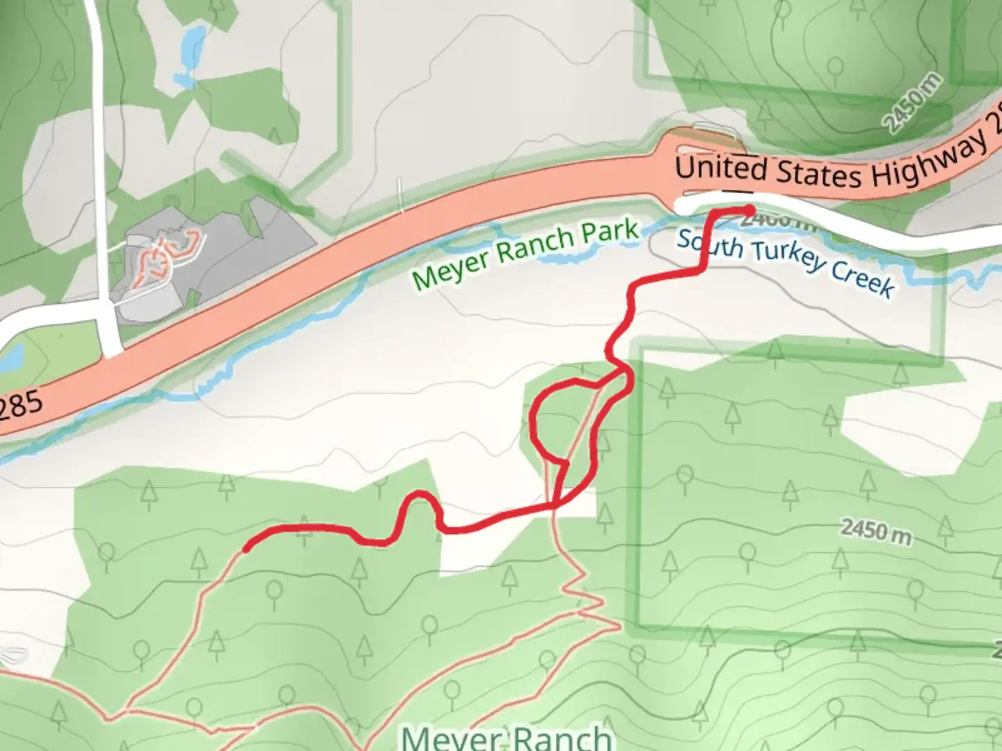 An image depicting the trail Owl's Perch and Lodge Pole Loop Trail and its surrounding area.