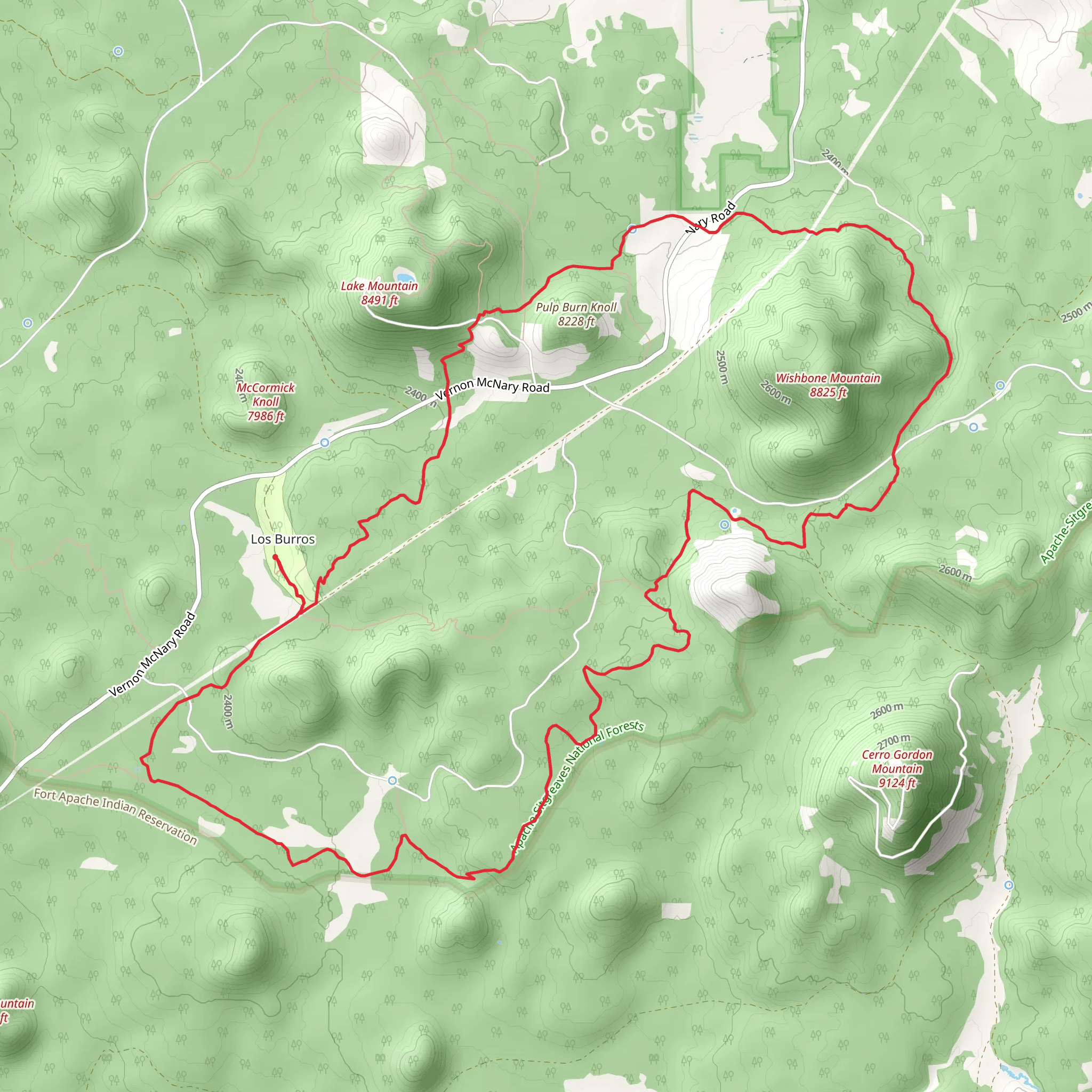 Los Burros Trail Loop mobile static map