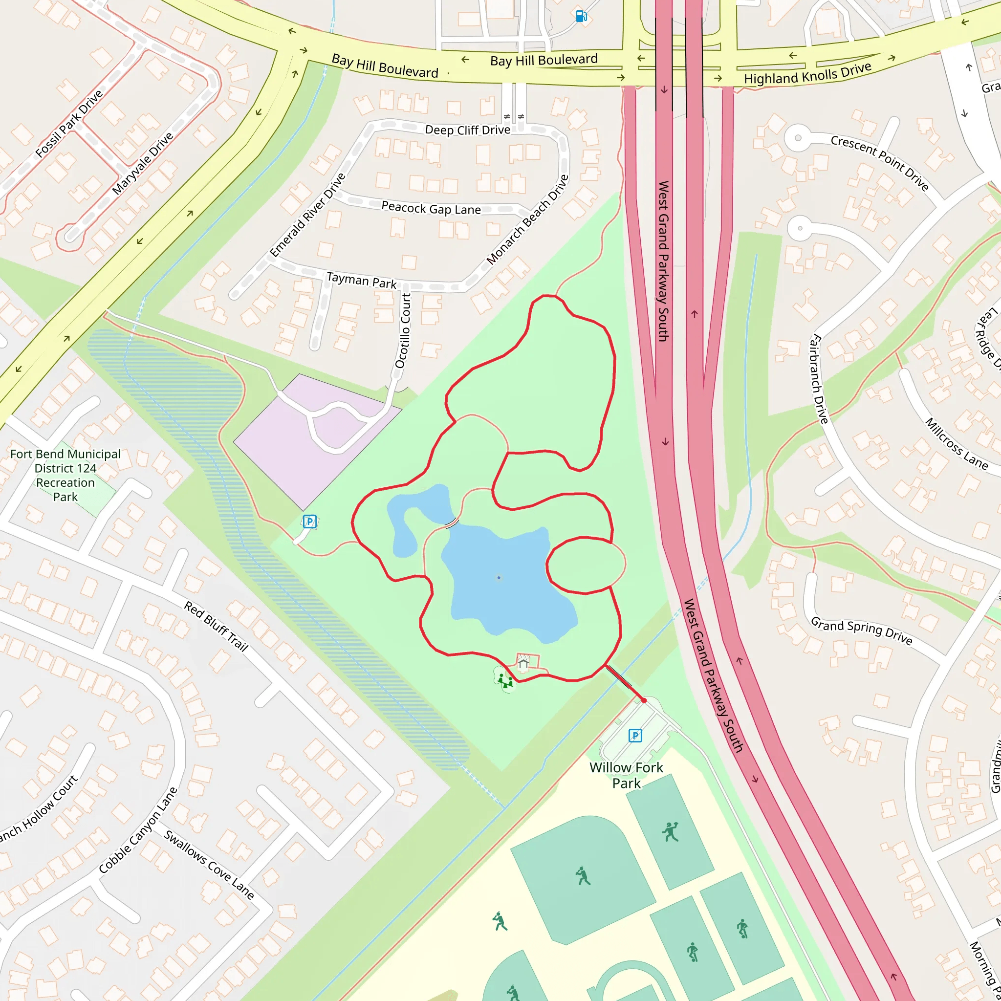 Willow Fork Park Loop mobile static map