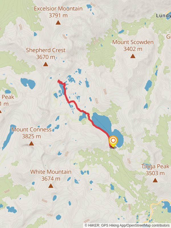 Hess Mine, Steelhead Lake and Greenstone Lake via Saddlebag Lake Trail